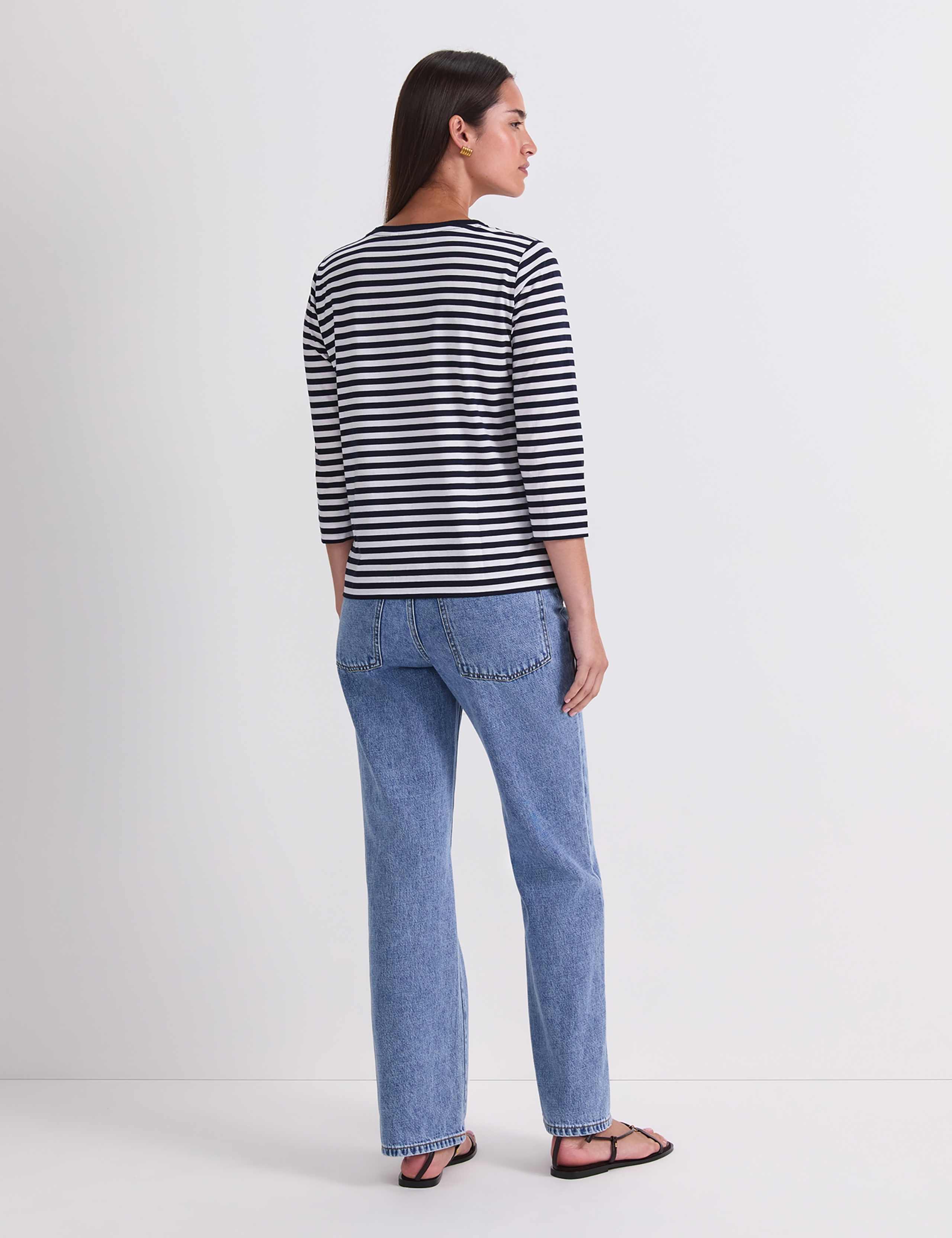 Mercerised Cotton Three-Quarter Sleeve Top 5 of 7
