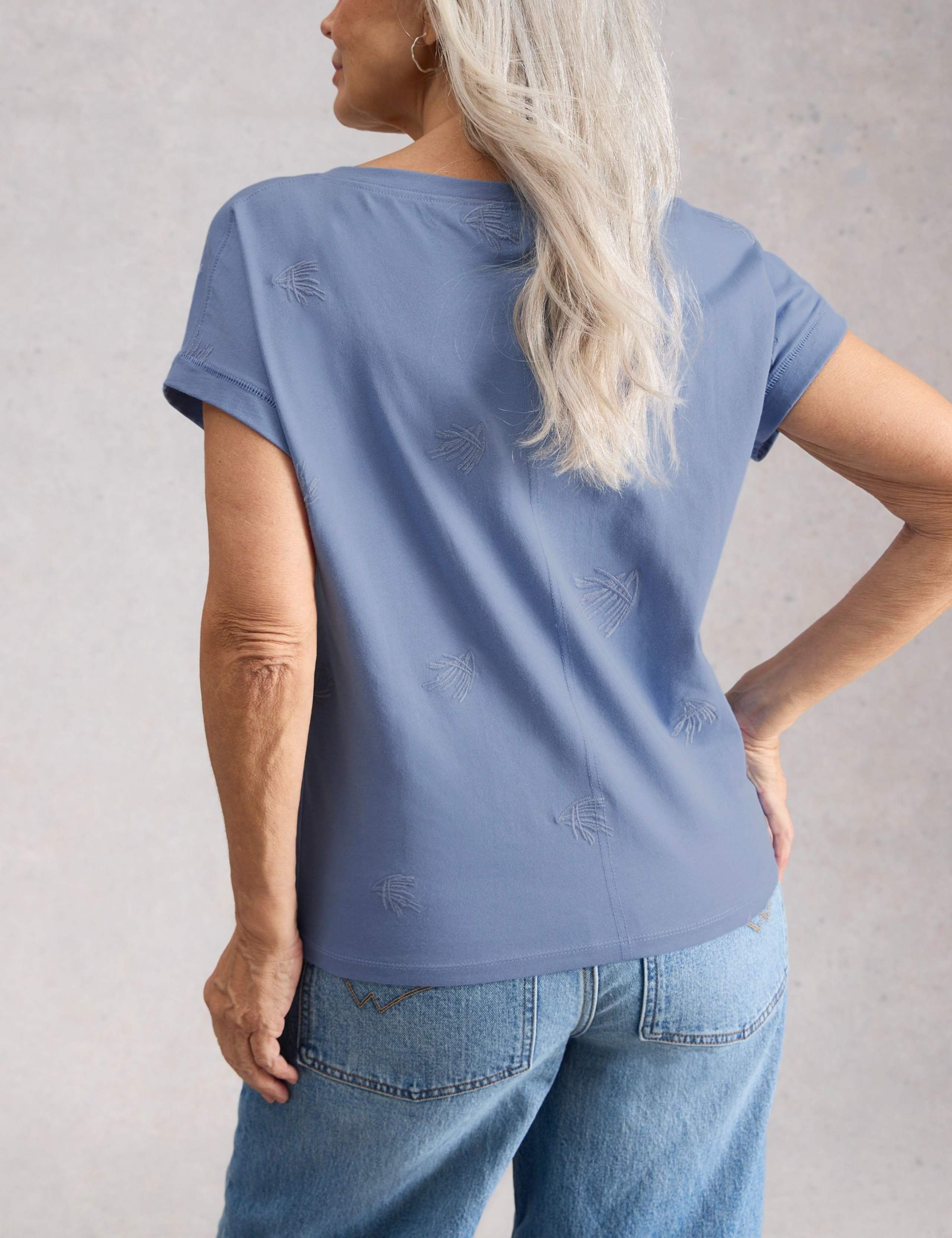 Embroidered Notch Neck T-Shirt 4 of 6
