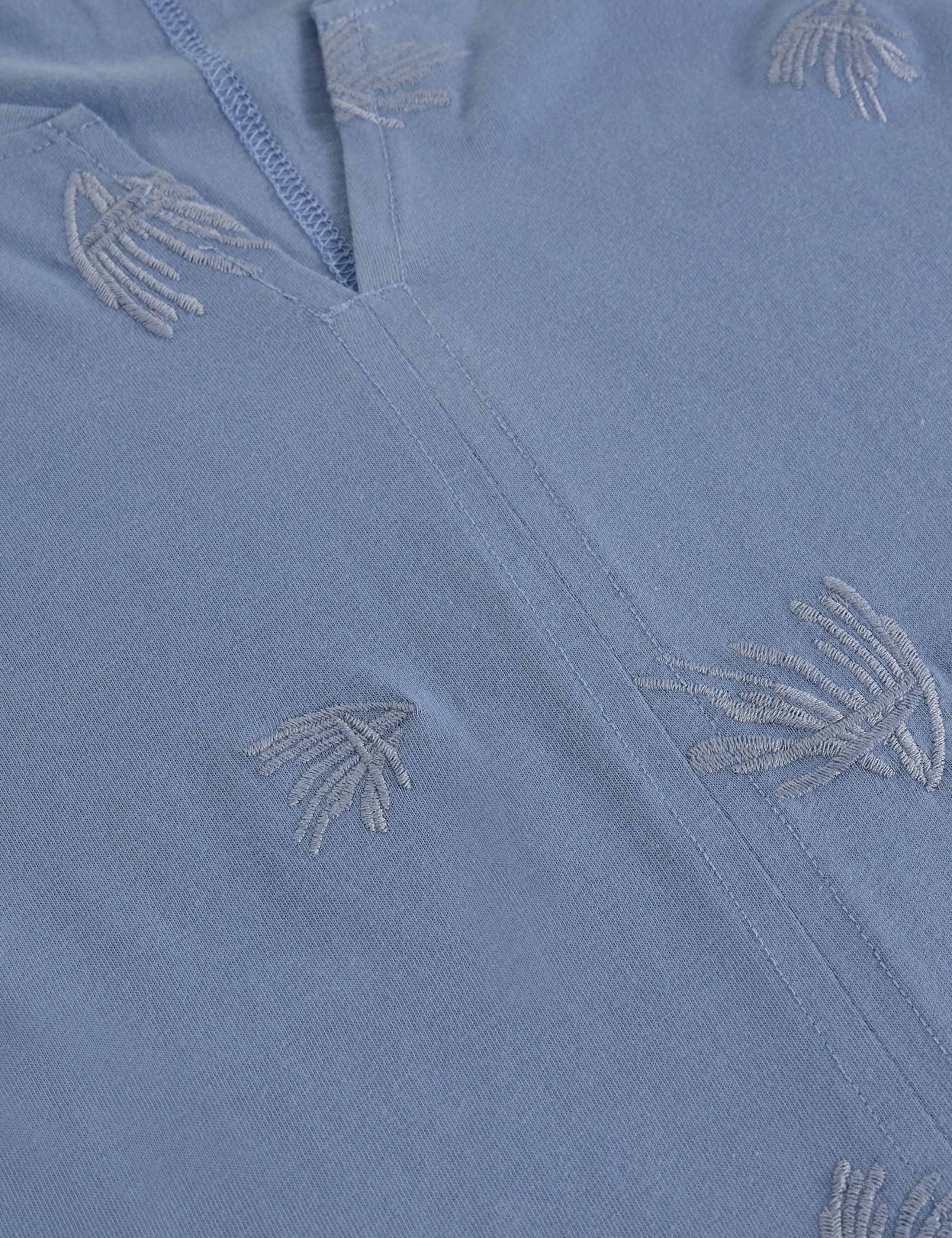 Embroidered Notch Neck T-Shirt 6 of 6