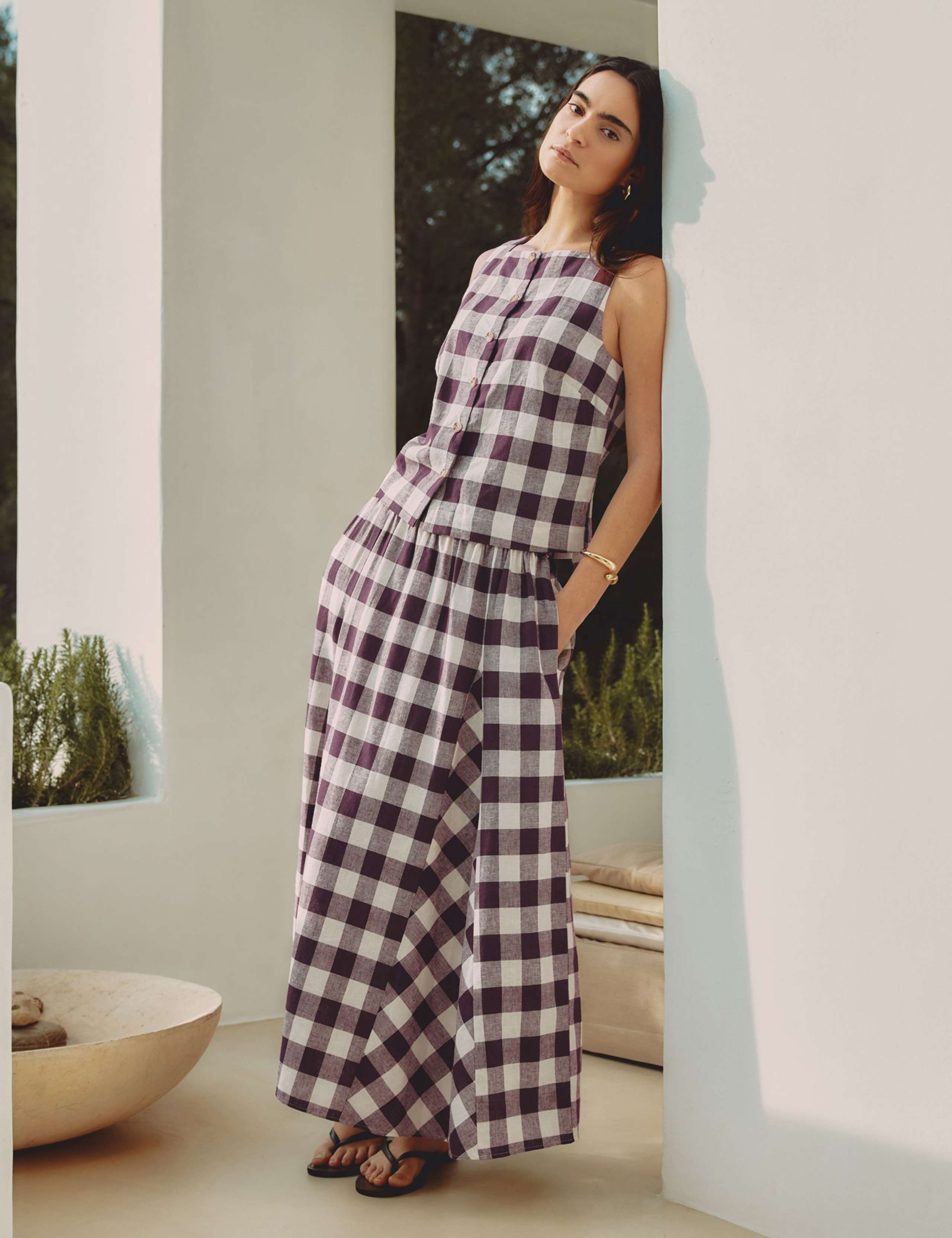 Linen Rich Gingham Square Neck Top 4 of 7