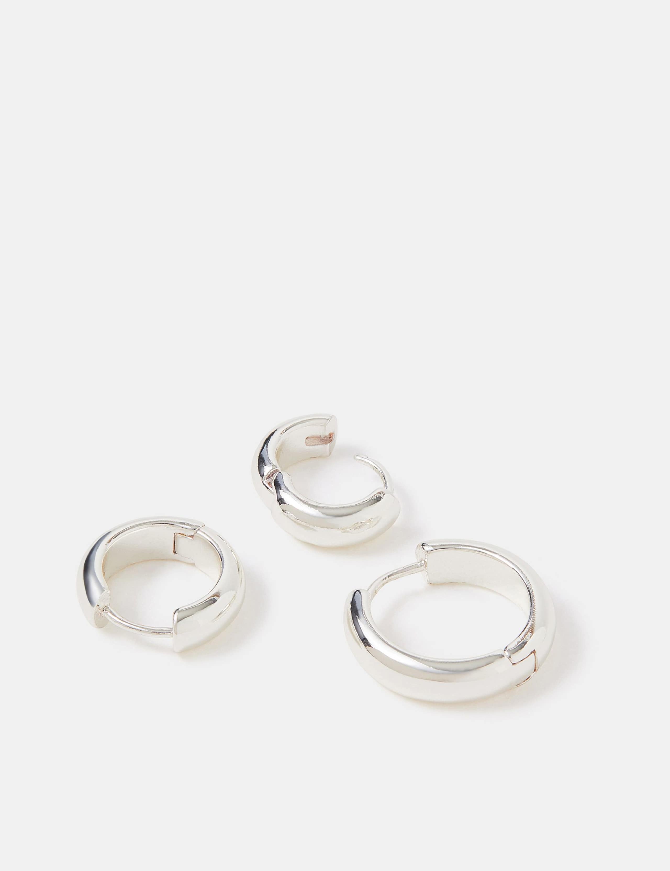3 Pack Sterling Silver Plated Hoop Earrings 2 of 2