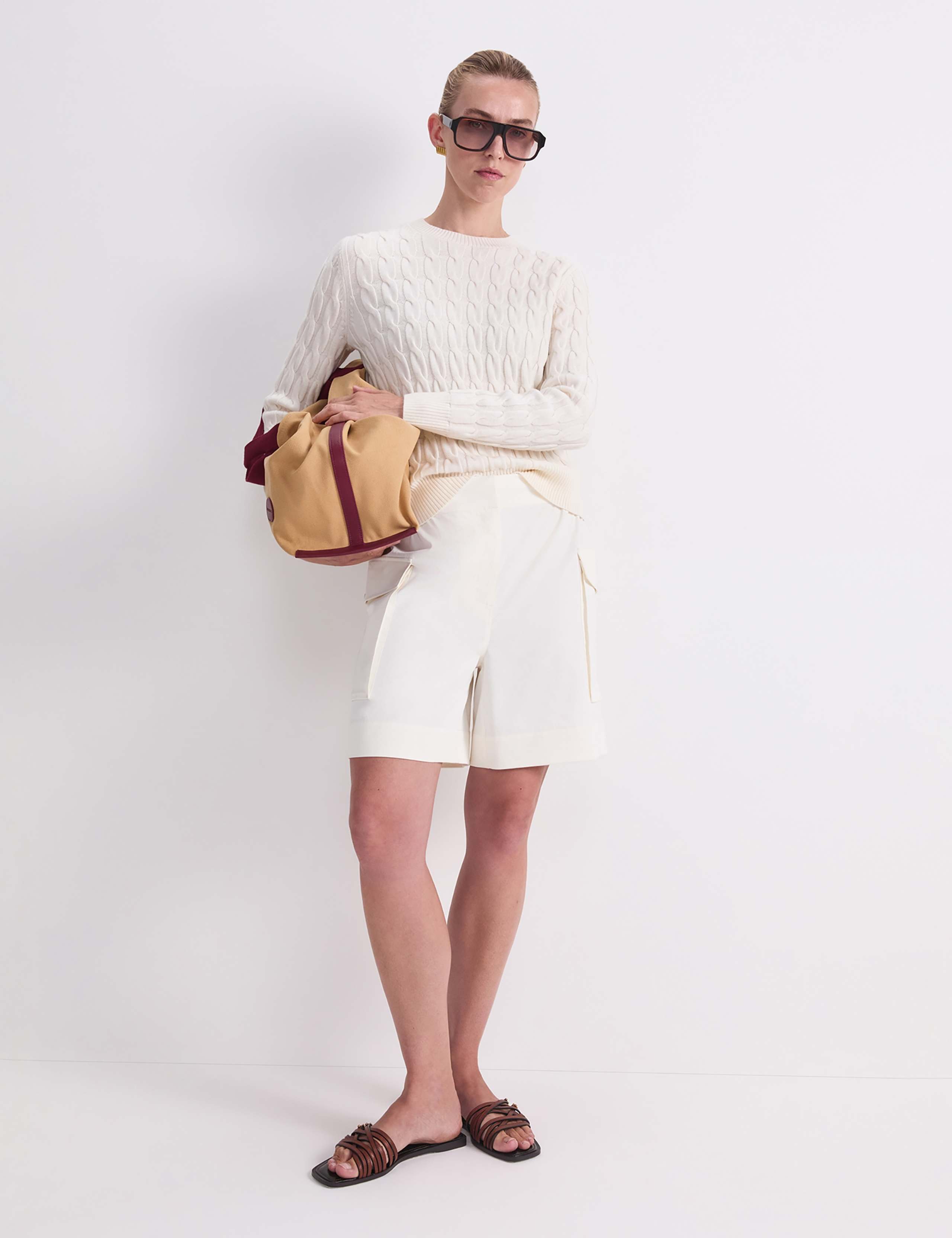 Pure Merino Wool Cable Knit Crew Neck Jumper 2 of 6