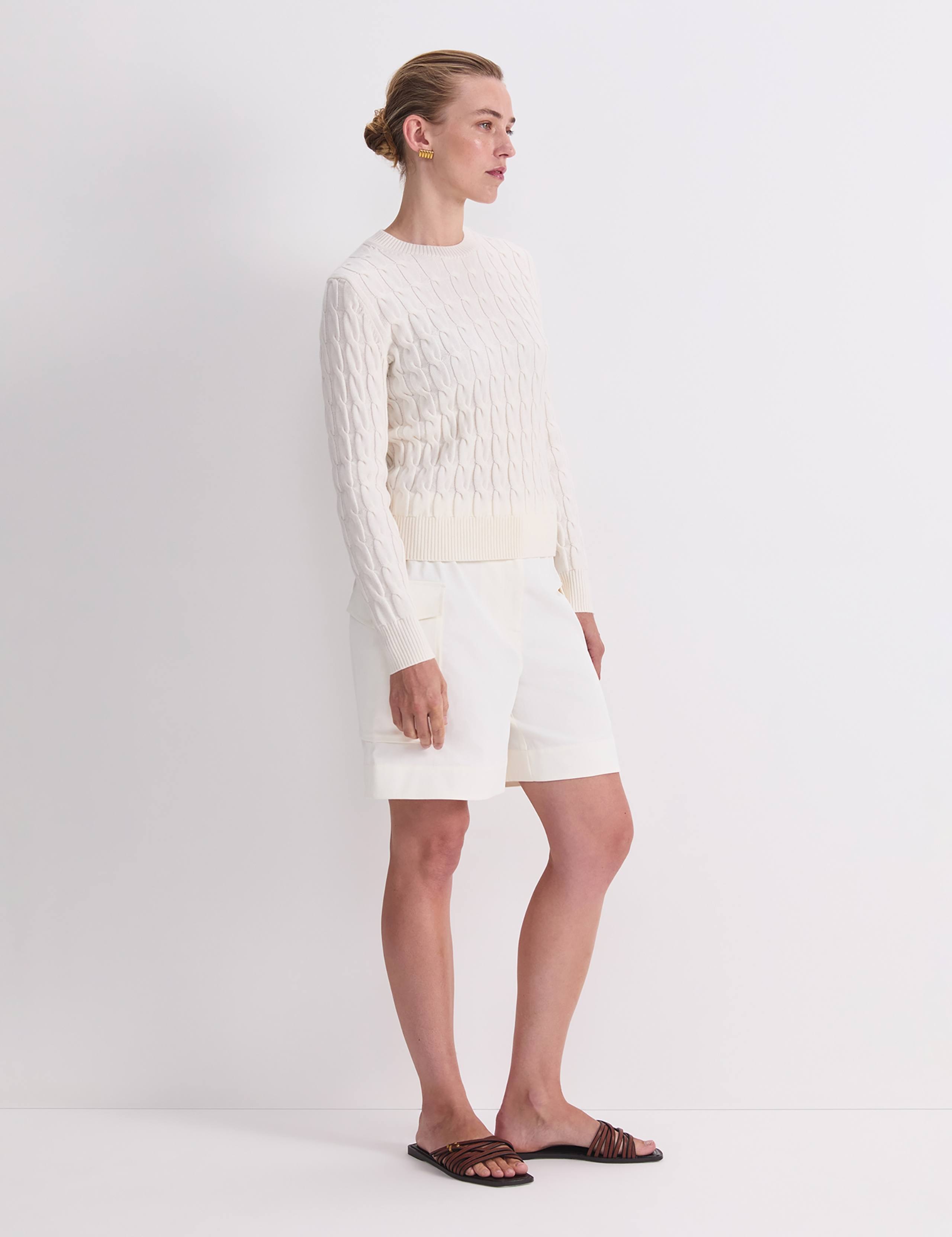 Pure Merino Wool Cable Knit Crew Neck Jumper 3 of 6