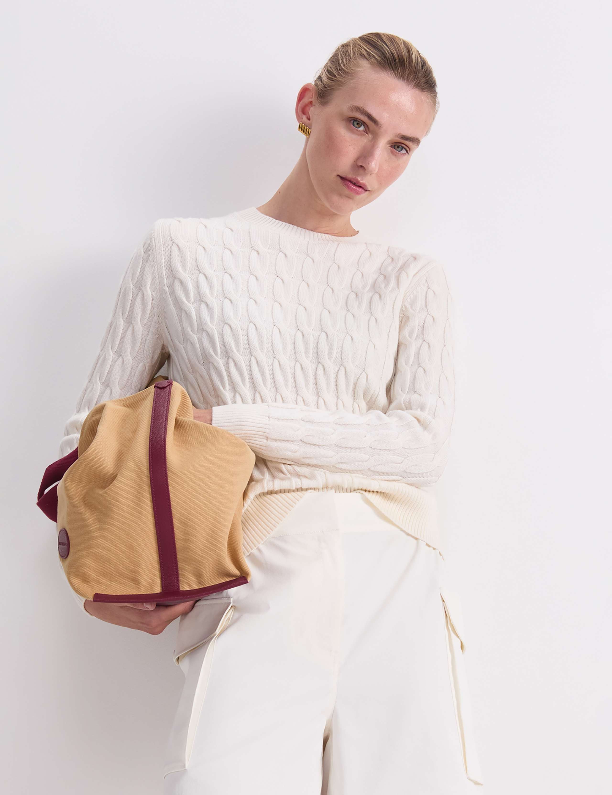 Pure Merino Wool Cable Knit Crew Neck Jumper 4 of 6