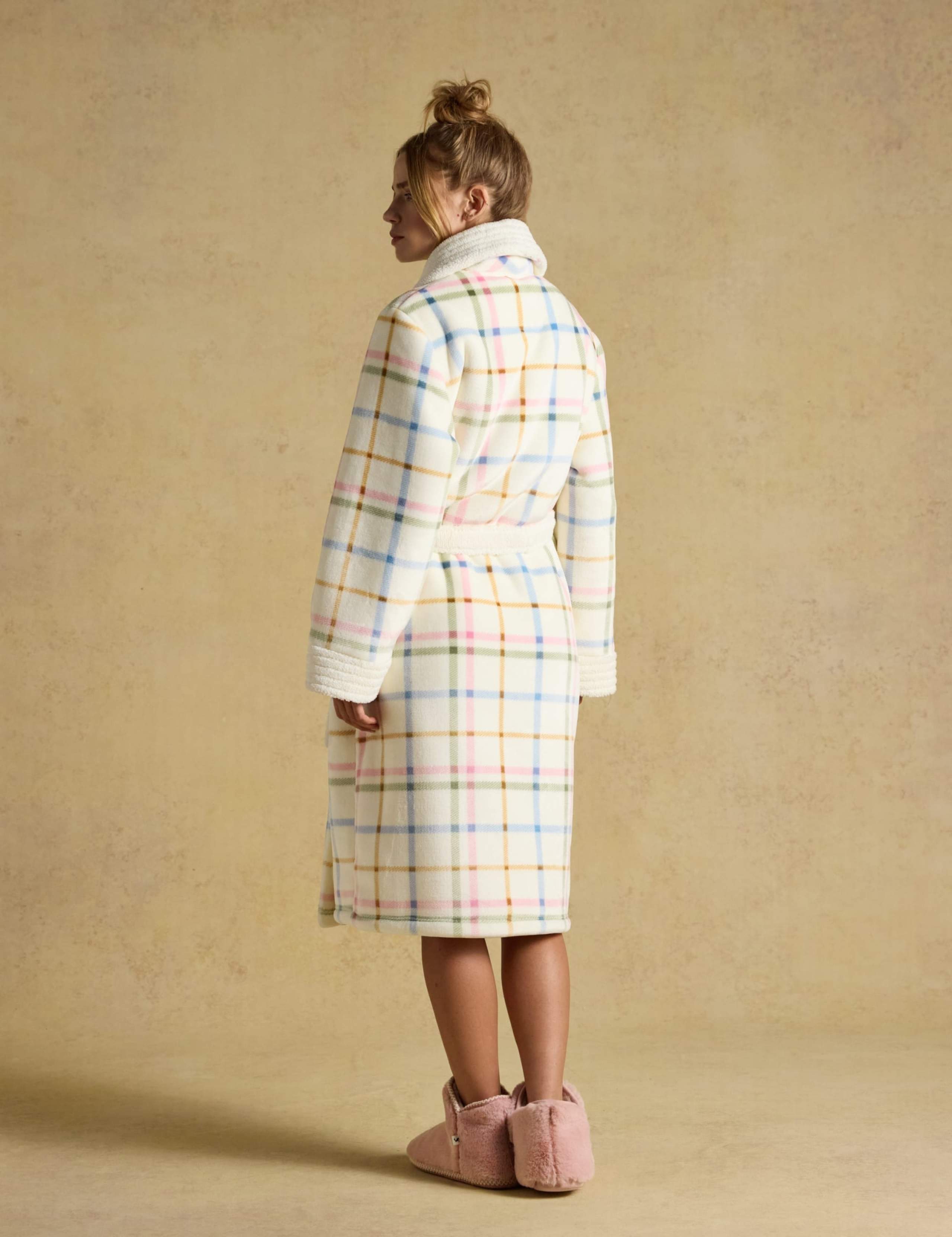 Fleece Checked Tie Dressing Gown 5 of 8