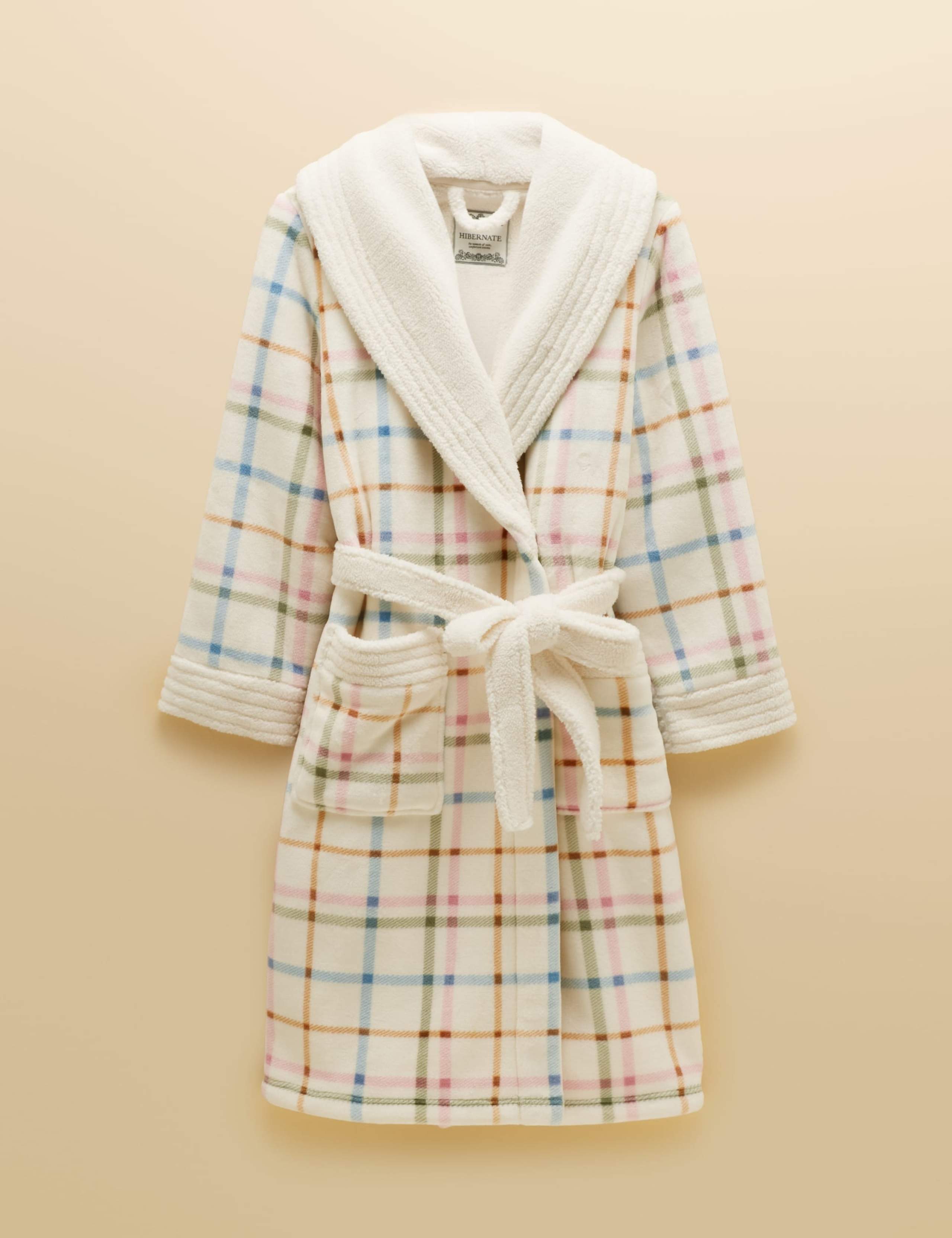 Fleece Checked Tie Dressing Gown 8 of 8