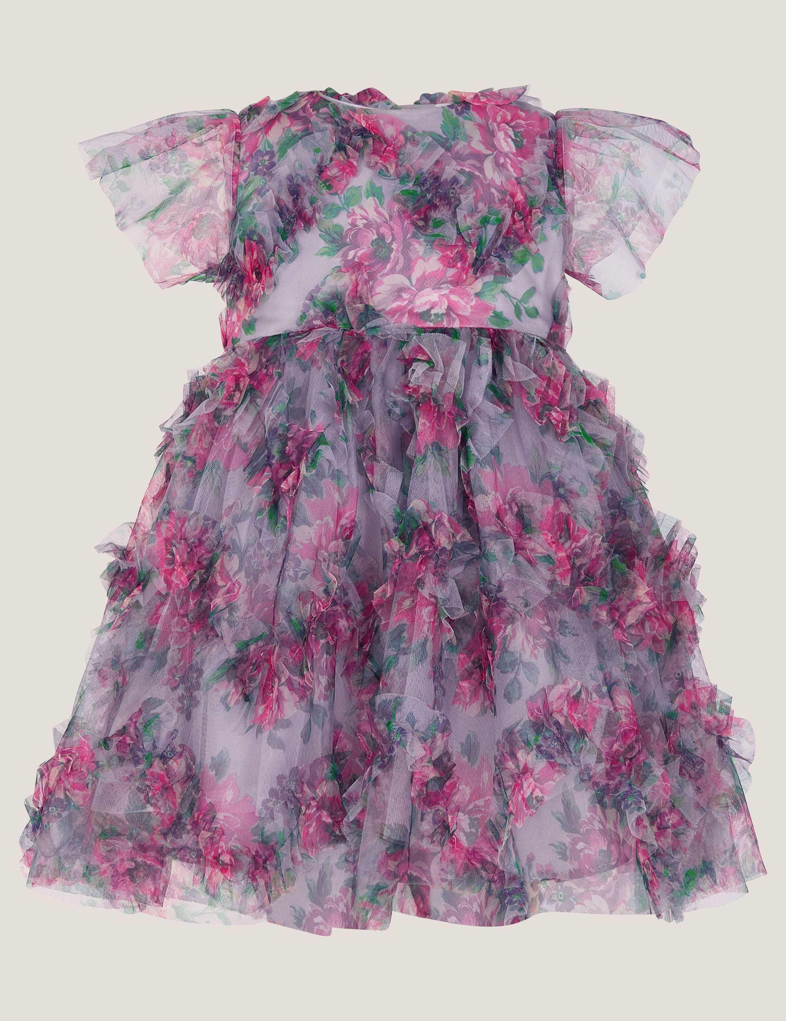 Pure Cotton Peony Ruffle Party Dress (0-3 Yrs) 1 of 3