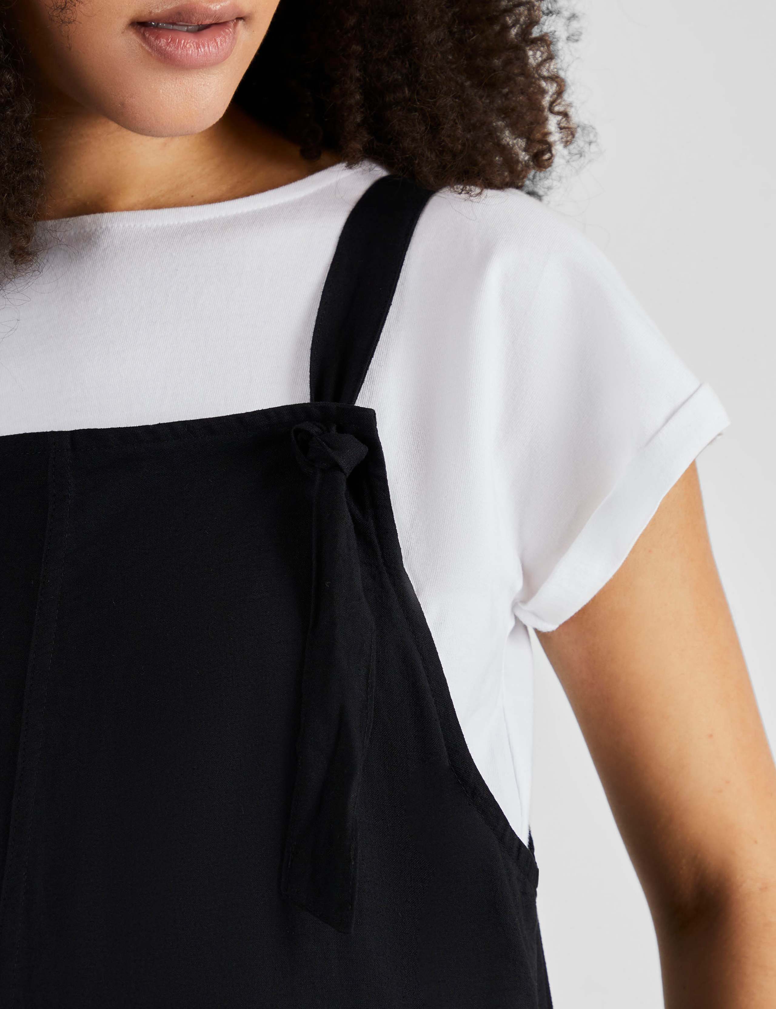 Maternity Cotton Rich Wide Leg Dungarees 3 of 5