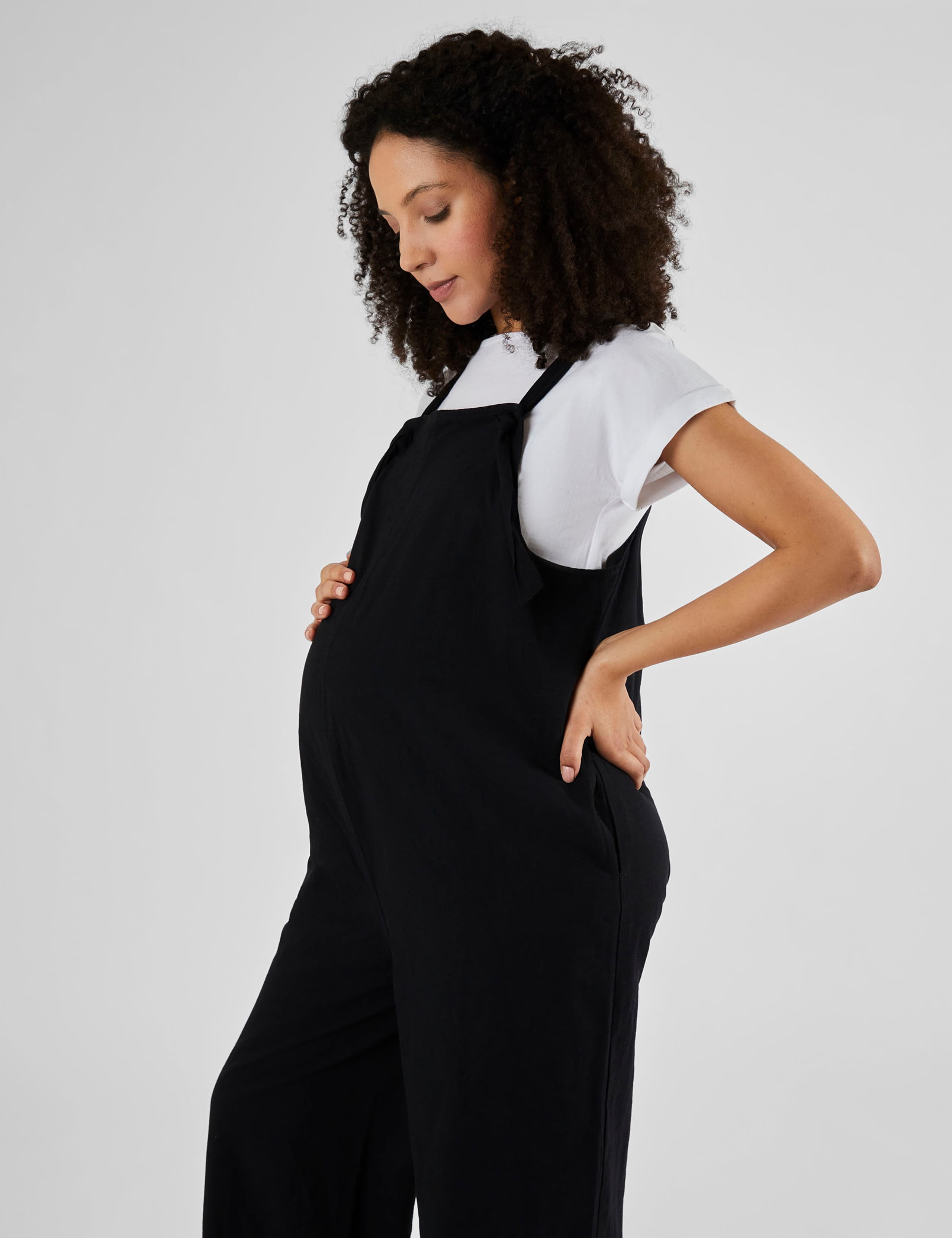 Maternity Cotton Rich Wide Leg Dungarees 5 of 5