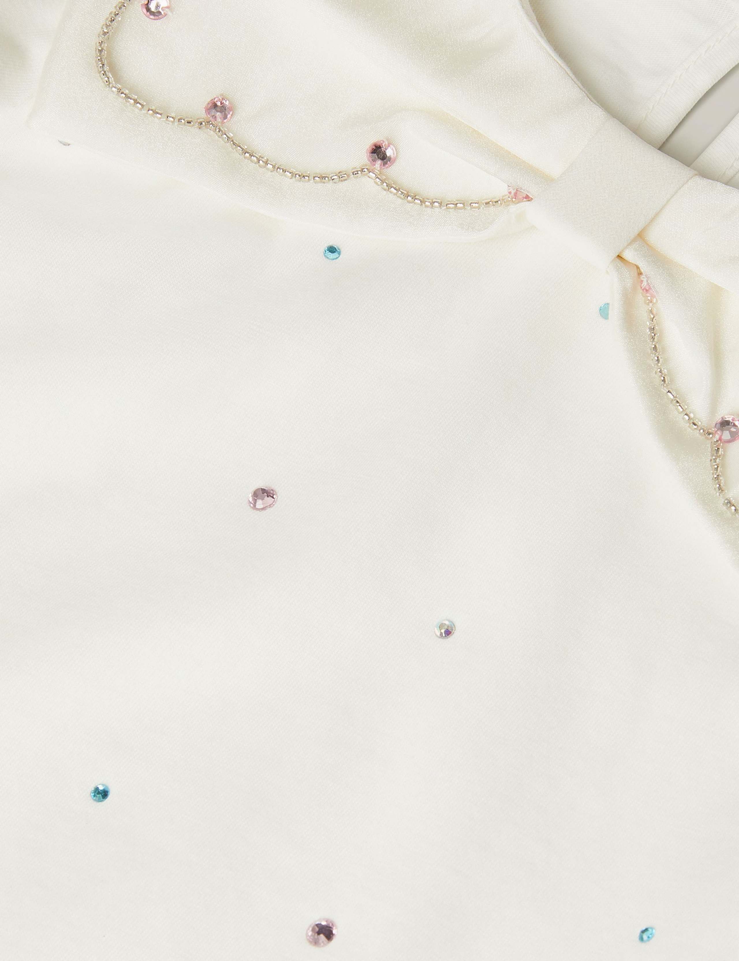 Pure Cotton Bow Collar Rhinestone Top (3-15 Yrs) 4 of 4