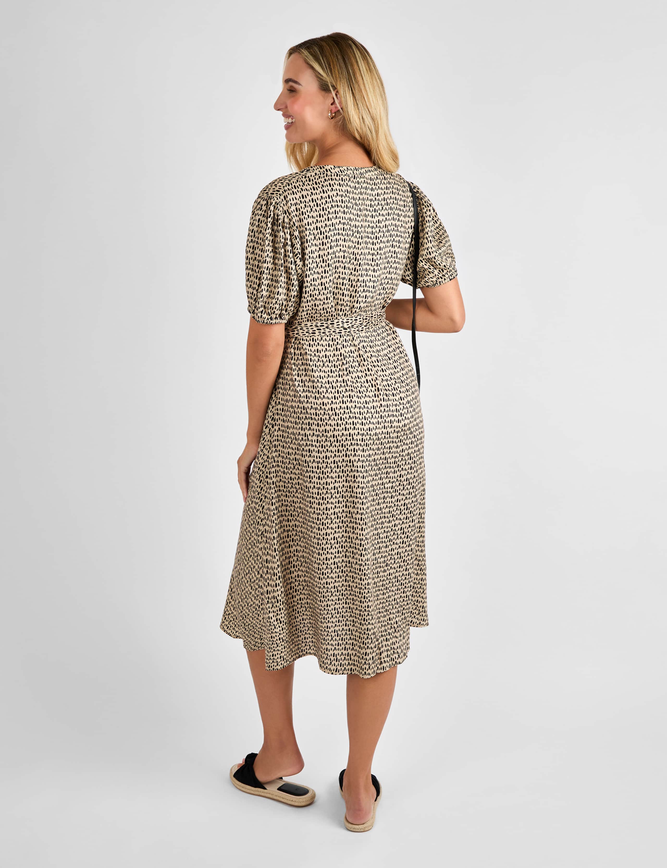 Maternity Printed Belted Midi Shirt Dress 4 of 4