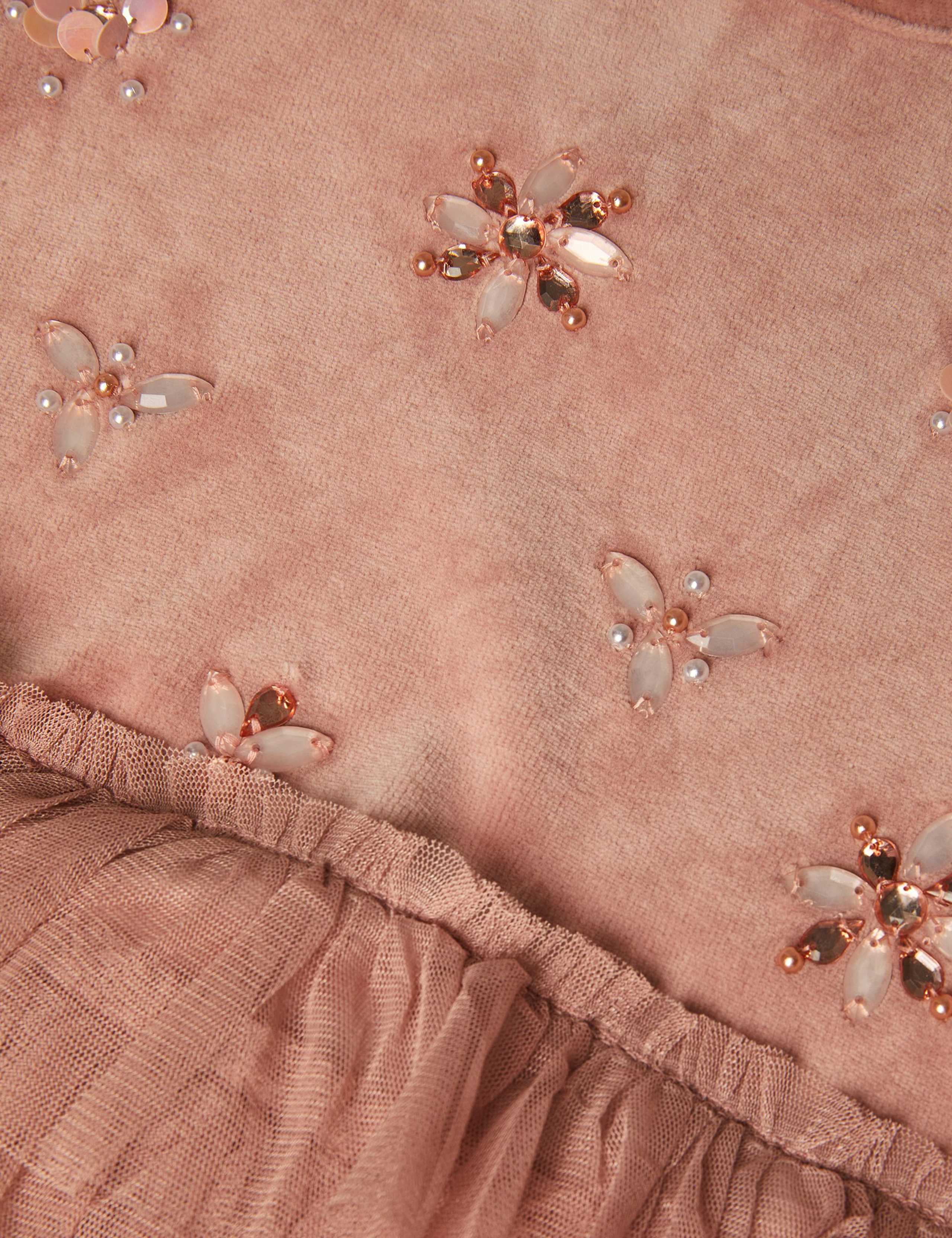 Cotton Rich Embellished Tulle Velour Top (5-15 Yrs) 2 of 4