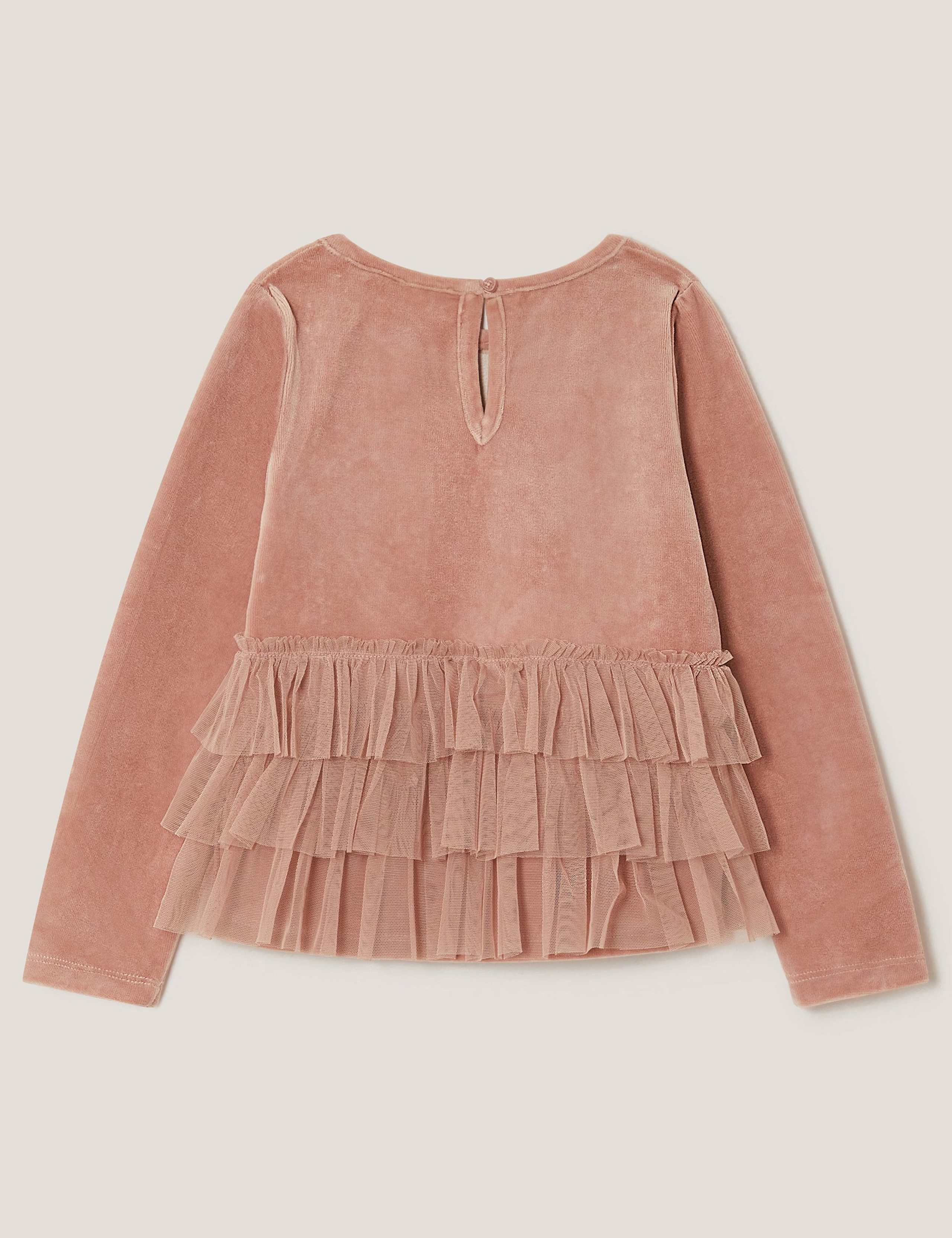 Cotton Rich Embellished Tulle Velour Top (5-15 Yrs) 3 of 4