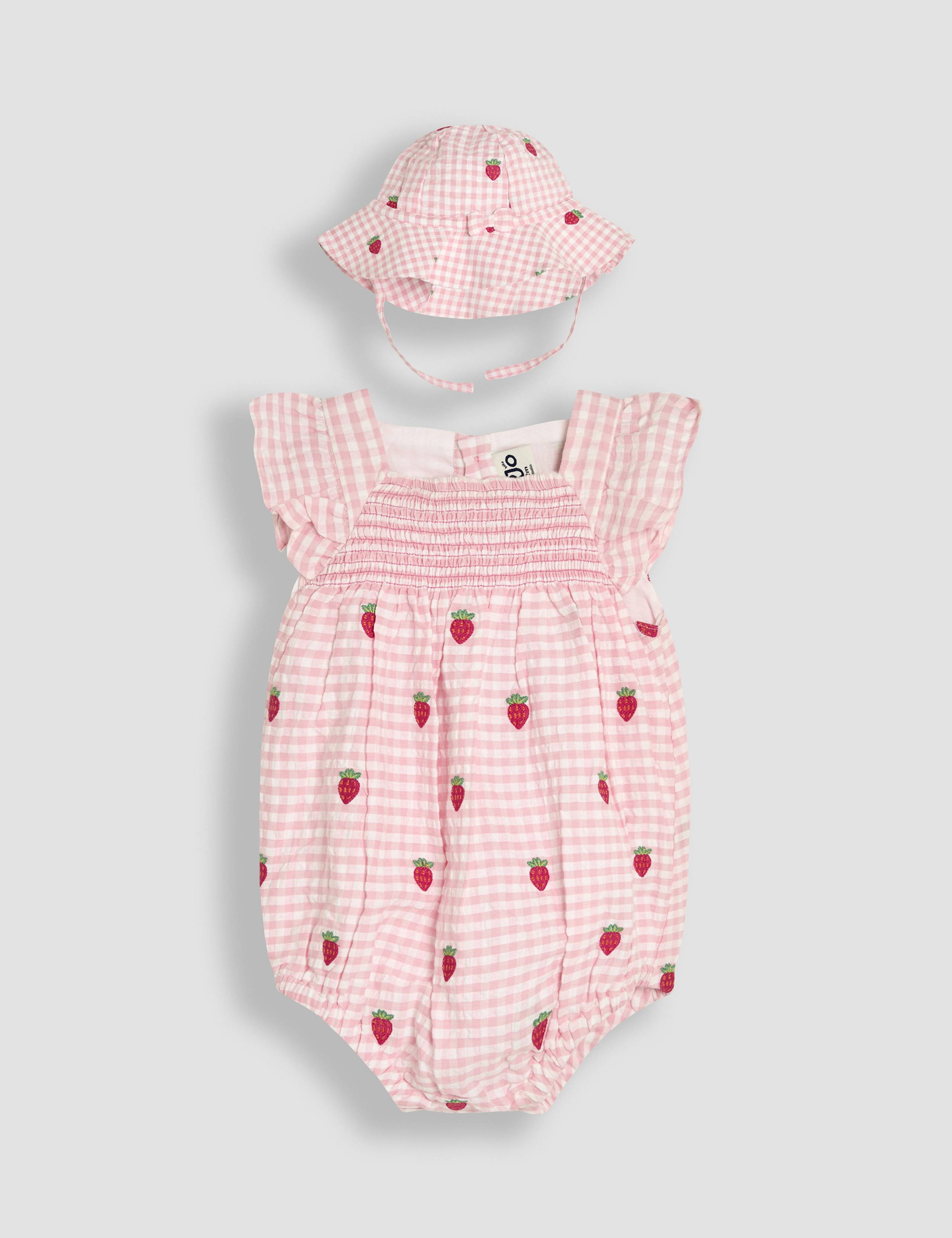 Pure Cotton Romper & Hat Set (3-24 Mths) 1 of 6