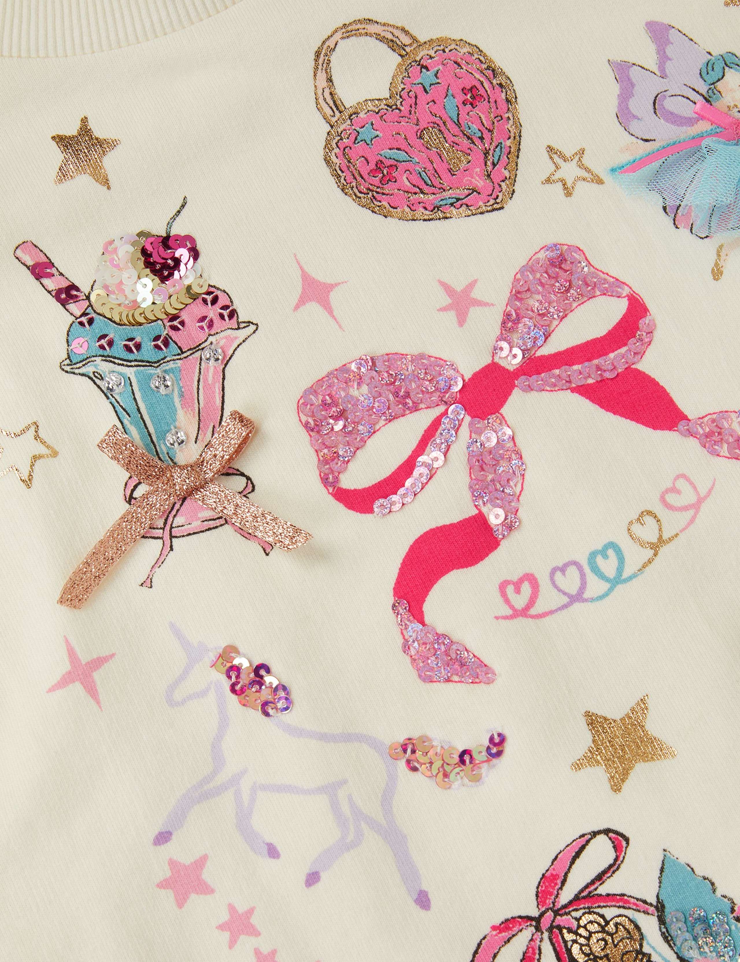 Pure Cotton Embellished Unicorn Sweatshirt (3-13 Yrs) 4 of 4