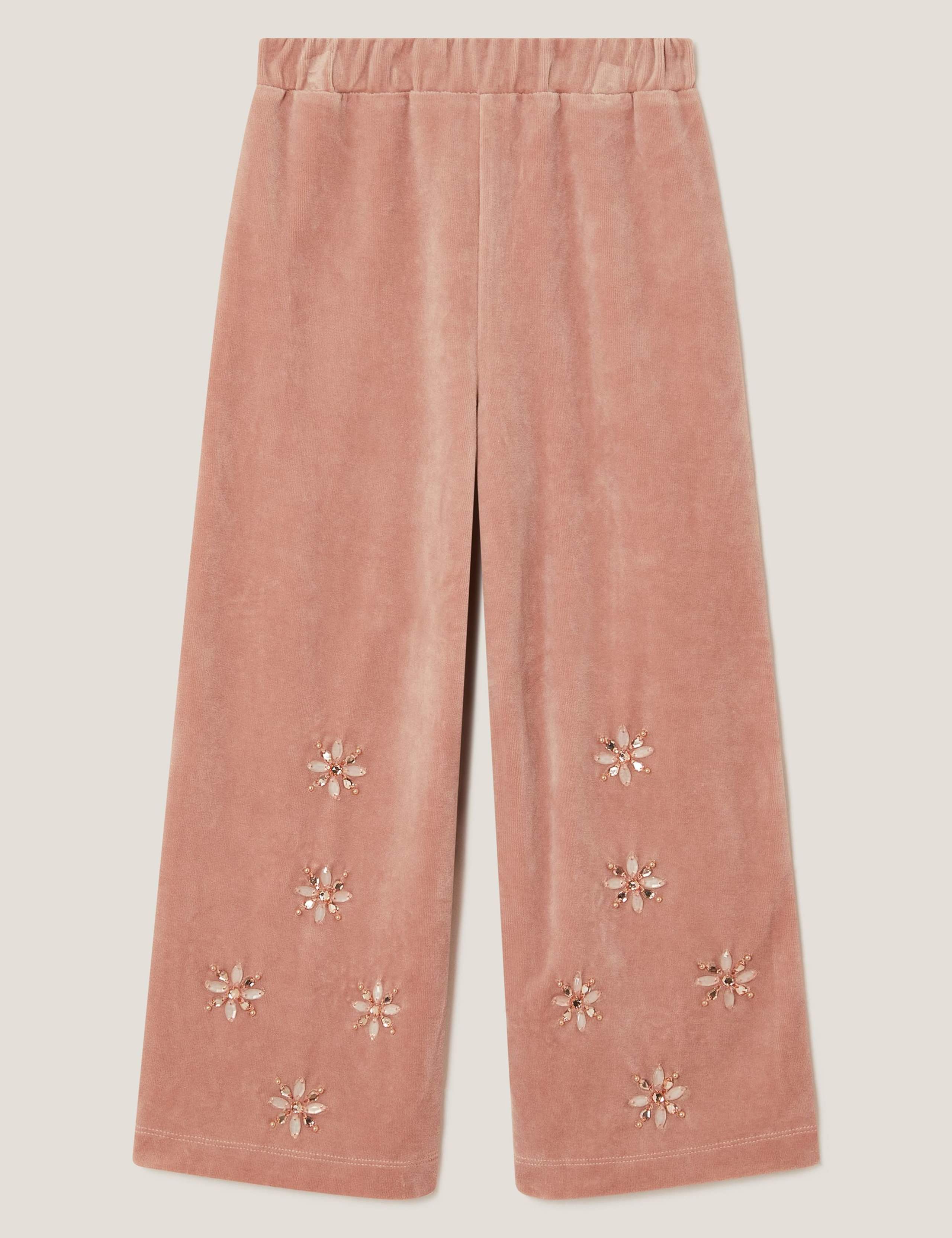 Embellished Velour Wide Leg Trousers (3-13 Yrs) 2 of 4