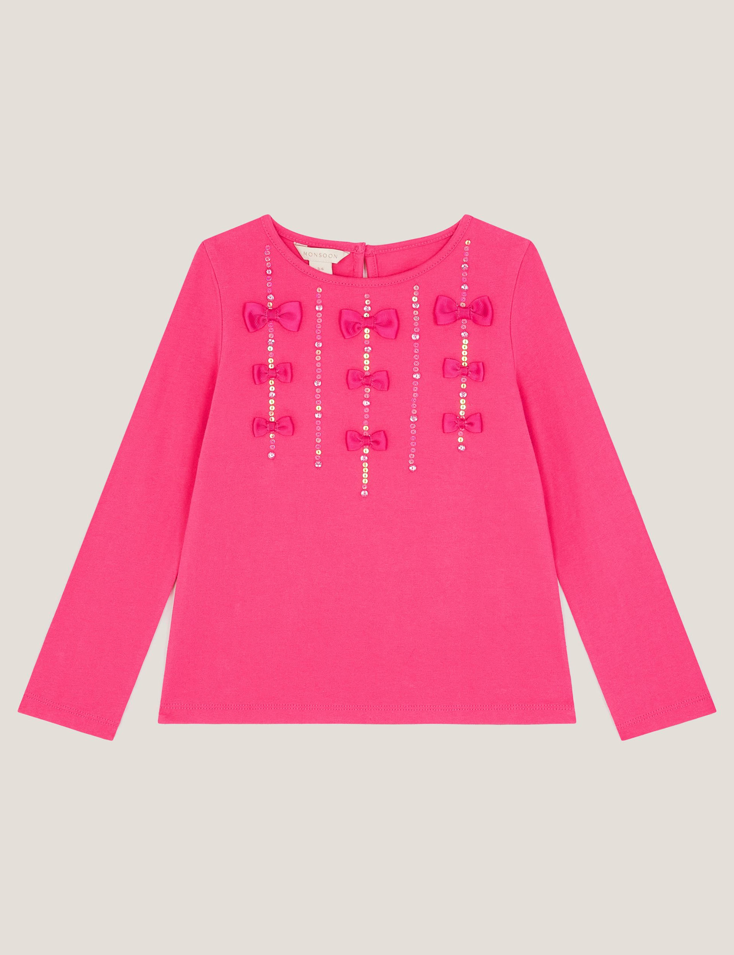 Pure Cotton Bow Appliqué Long Sleeve Top (5-13 Yrs) 1 of 3