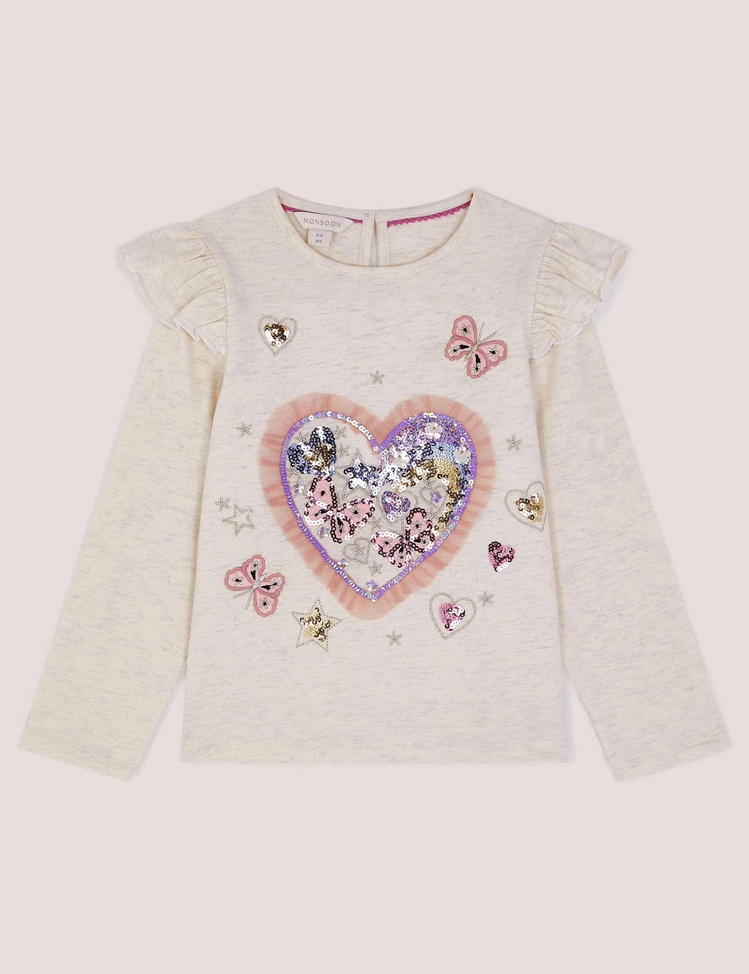 Cotton Rich Sequin Heart Butterfly Top (3-13 Yrs) 2 of 4
