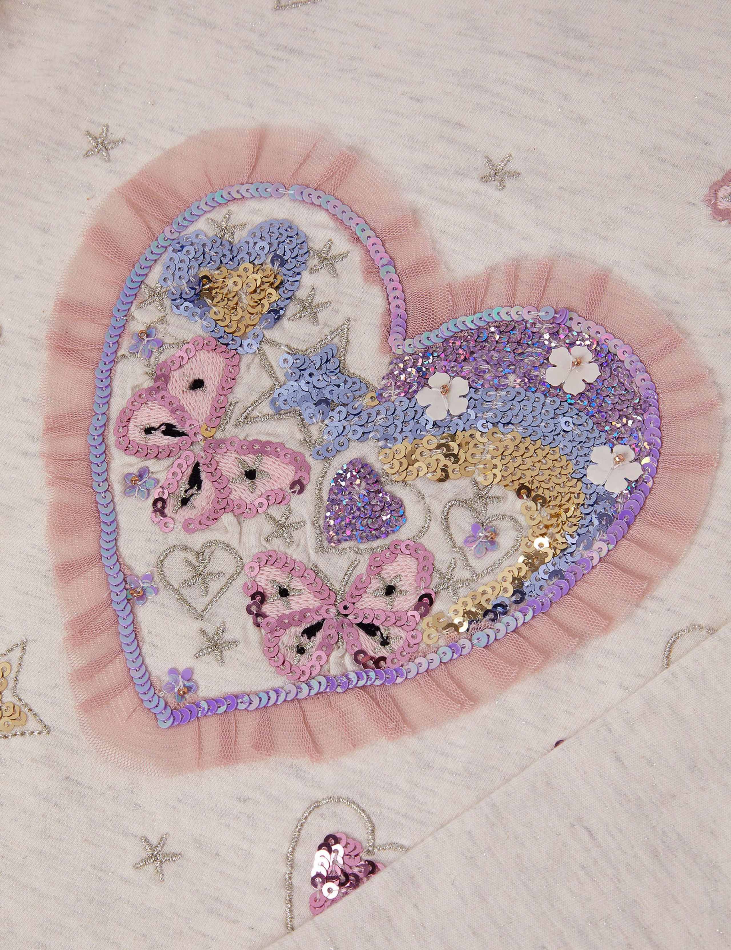 Cotton Rich Sequin Heart Butterfly Top (3-13 Yrs) 4 of 4