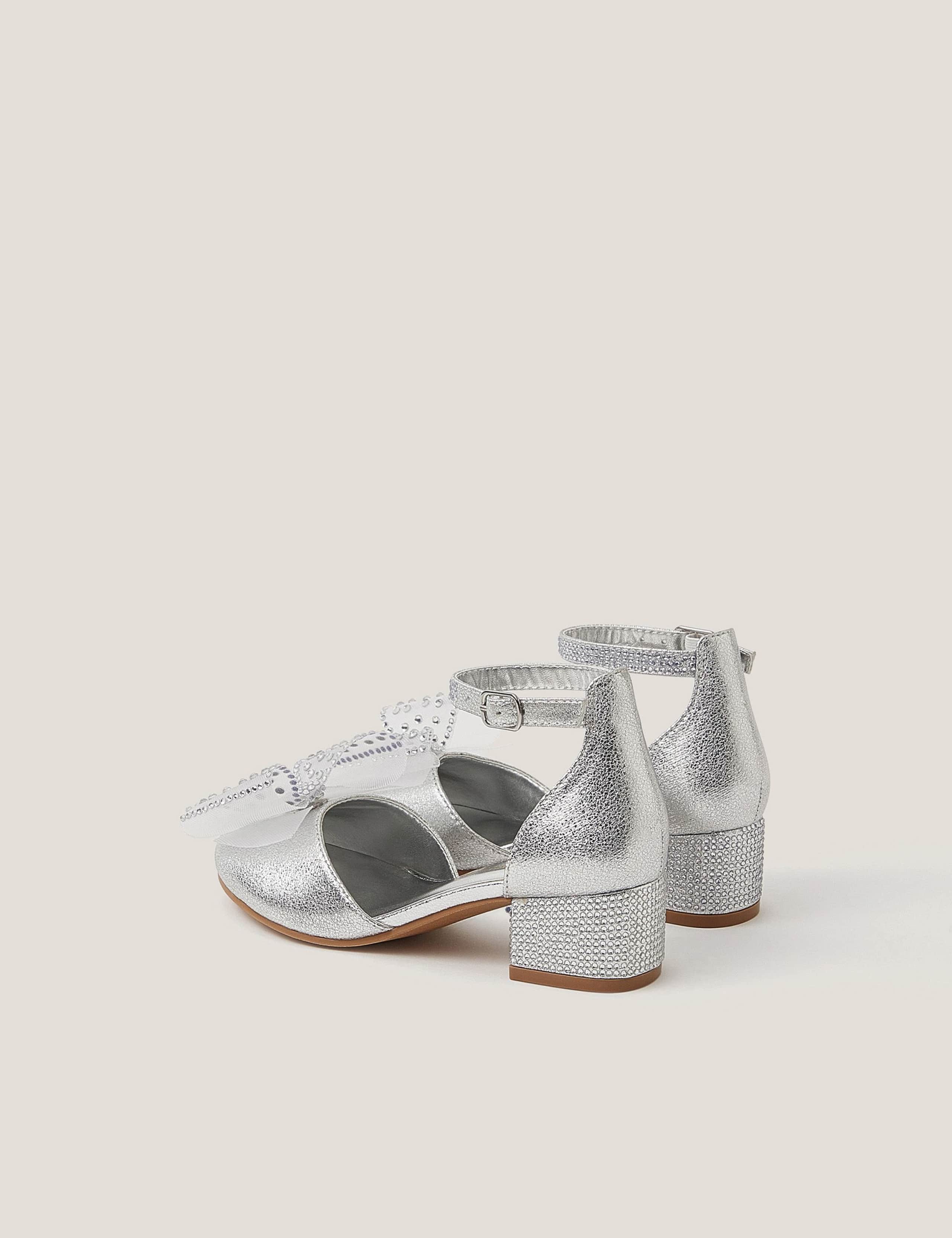 Kids' Metallic Bow Diamante Heels (7 Small - 4 Large) 3 of 3