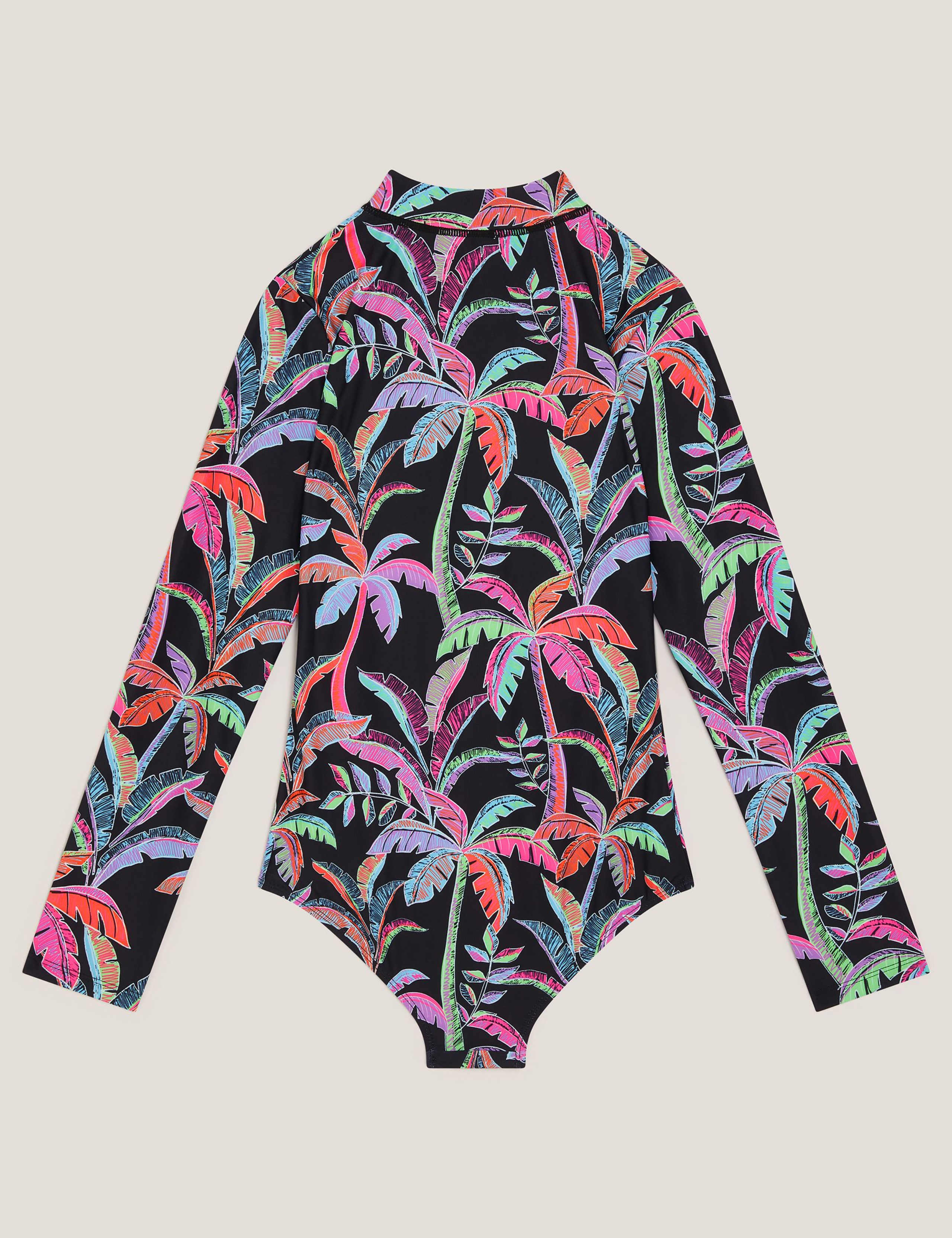 Palm Tree Print Long Sleeve Swimsuit (7-15 Yrs) 2 of 3