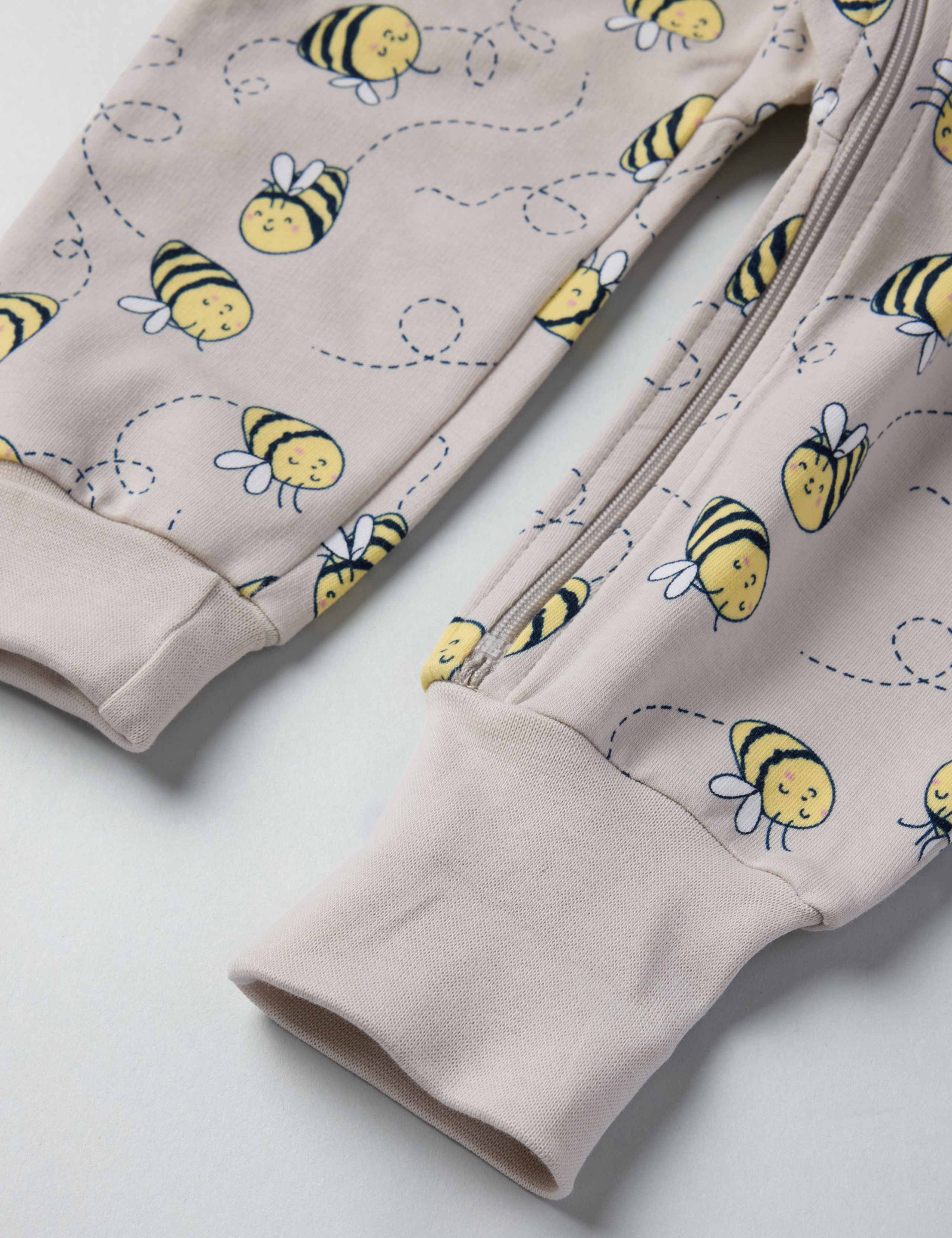 Cotton Rich Bee Print Hooded Zip All In One (1-12 Mths) 2 of 3