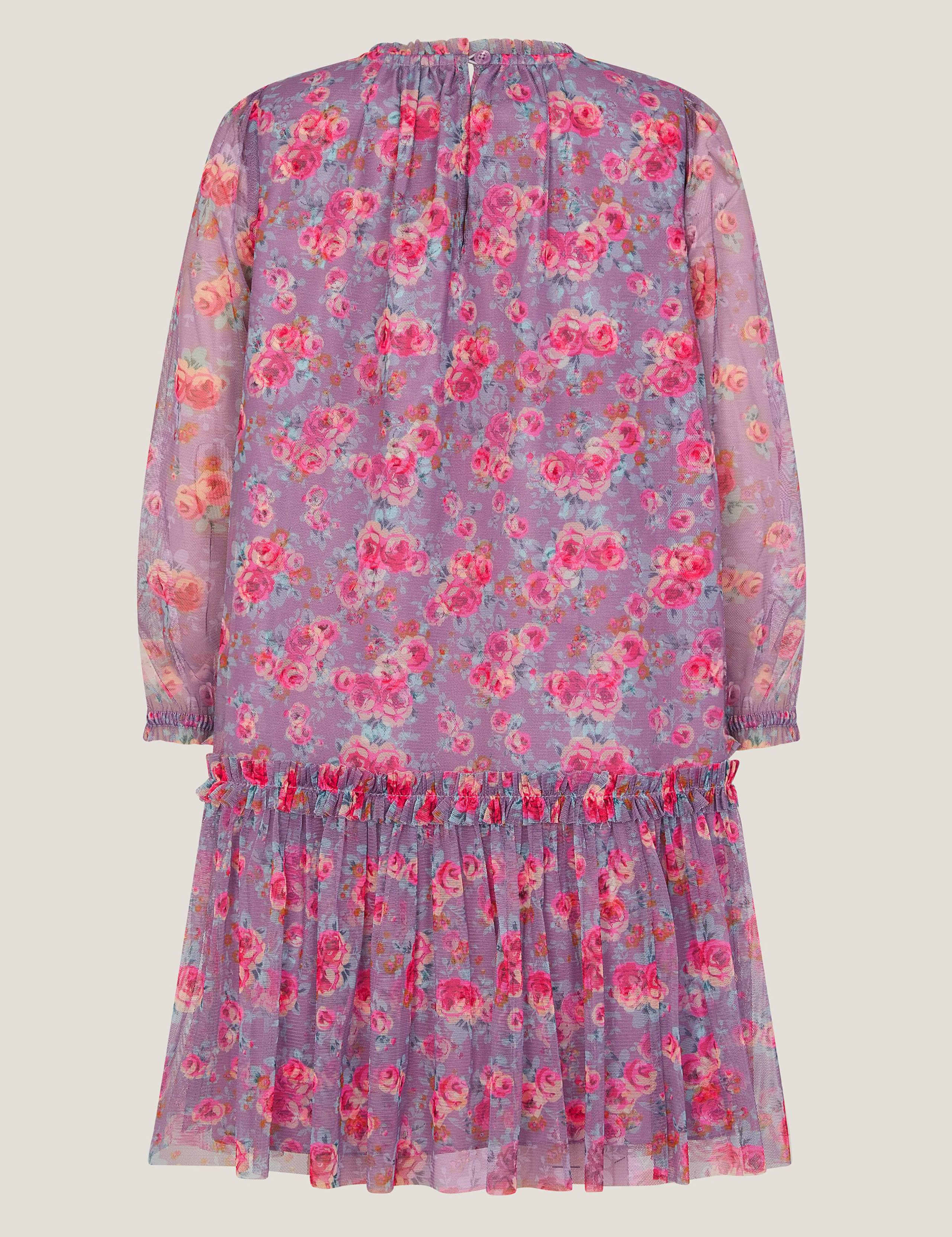 Floral Print Mesh Long Sleeve Dress (3-15 Yrs) 2 of 3