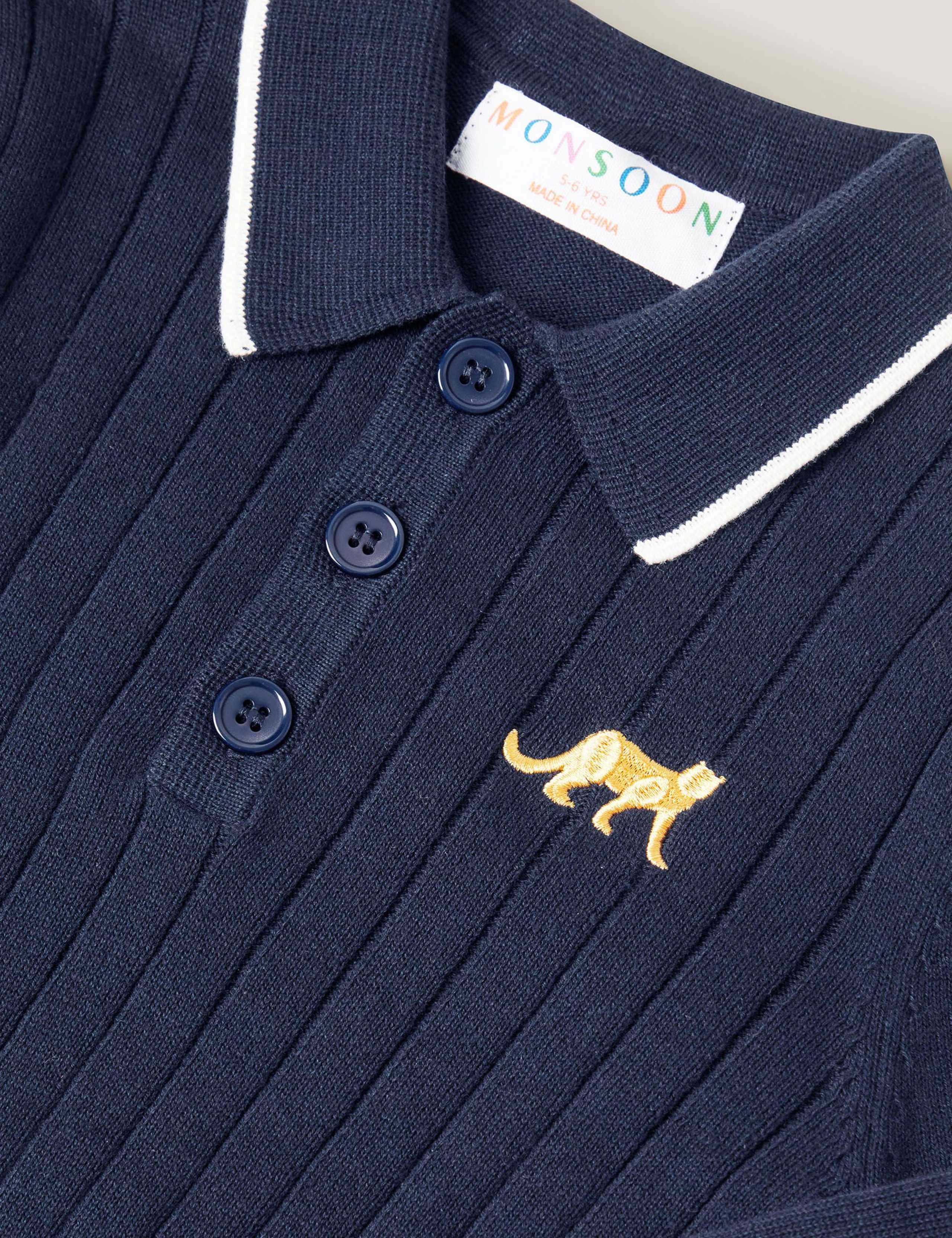 Pure Cotton Ribbed Polo Jumper (3-13 Yrs) 2 of 3