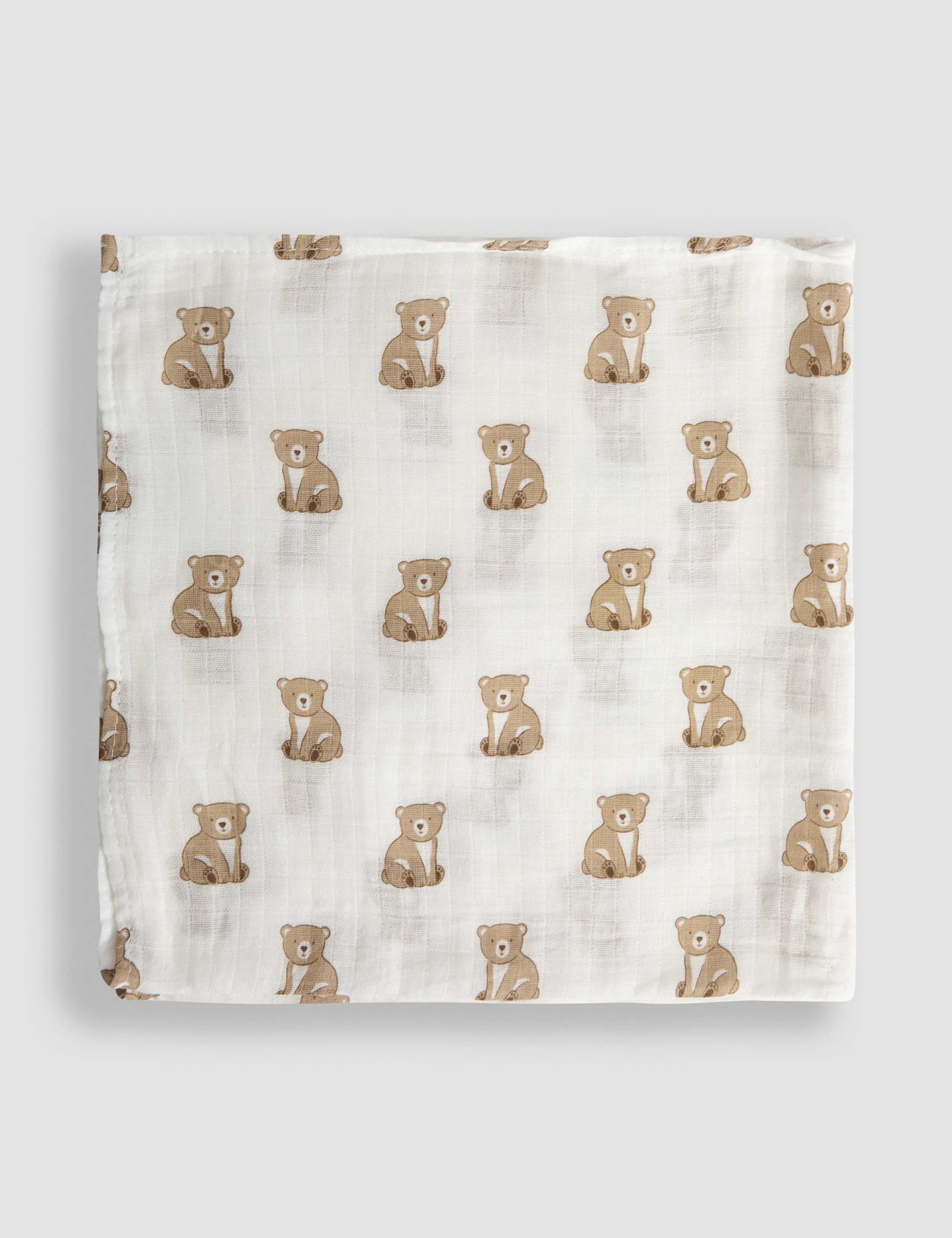 5pk Pure Cotton Bear Embroidered Muslins 2 of 4