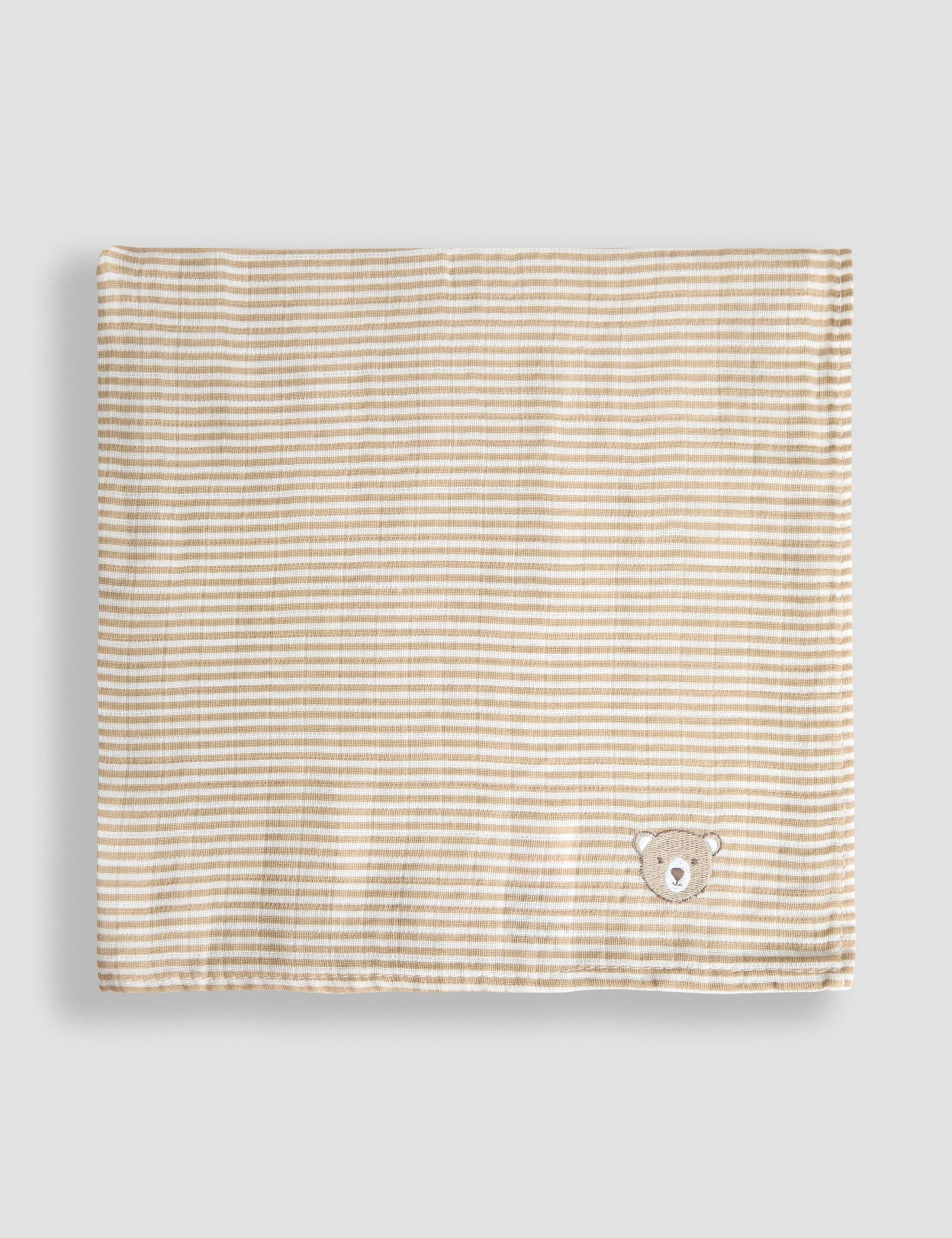 5pk Pure Cotton Bear Embroidered Muslins 3 of 4