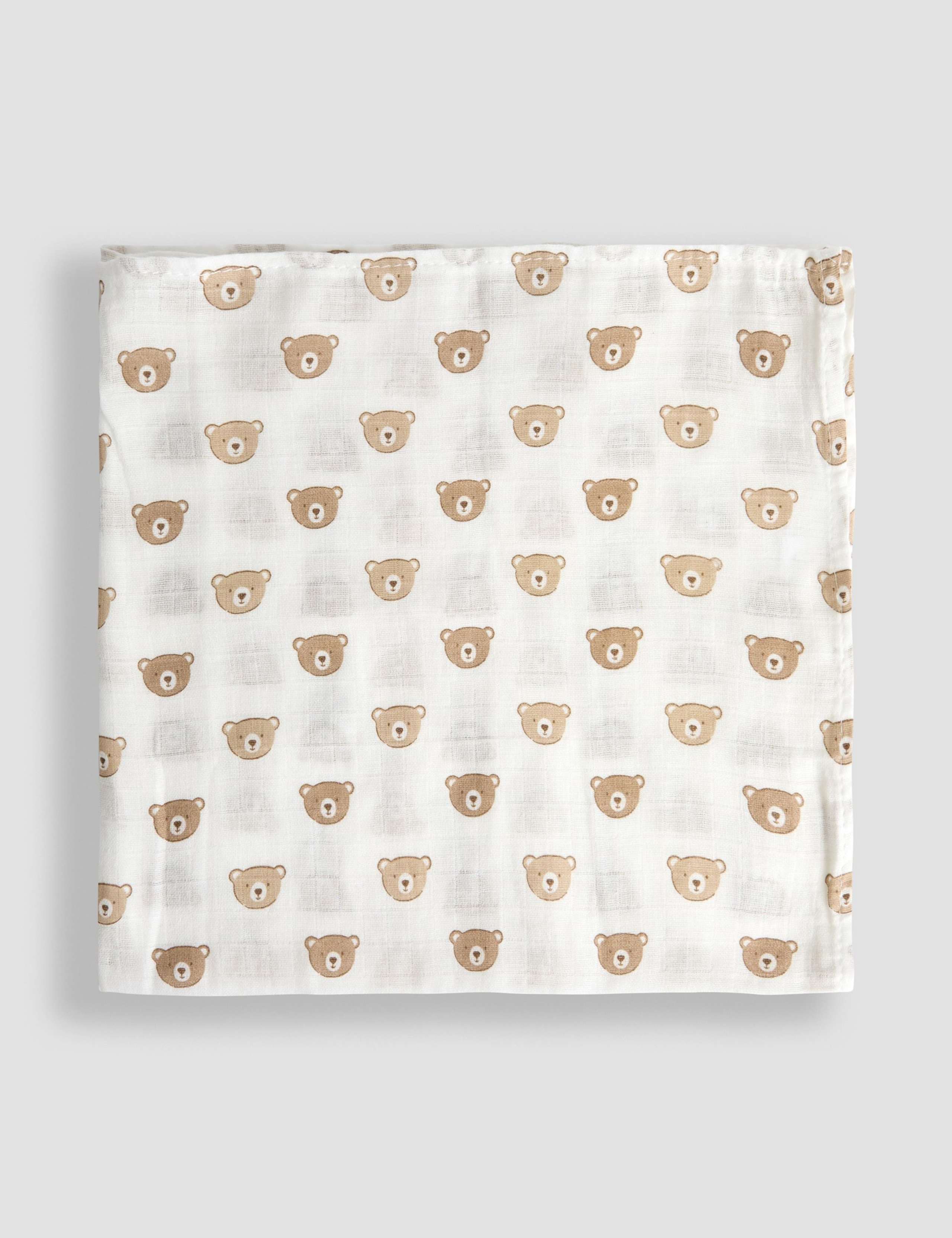 5pk Pure Cotton Bear Embroidered Muslins 4 of 4