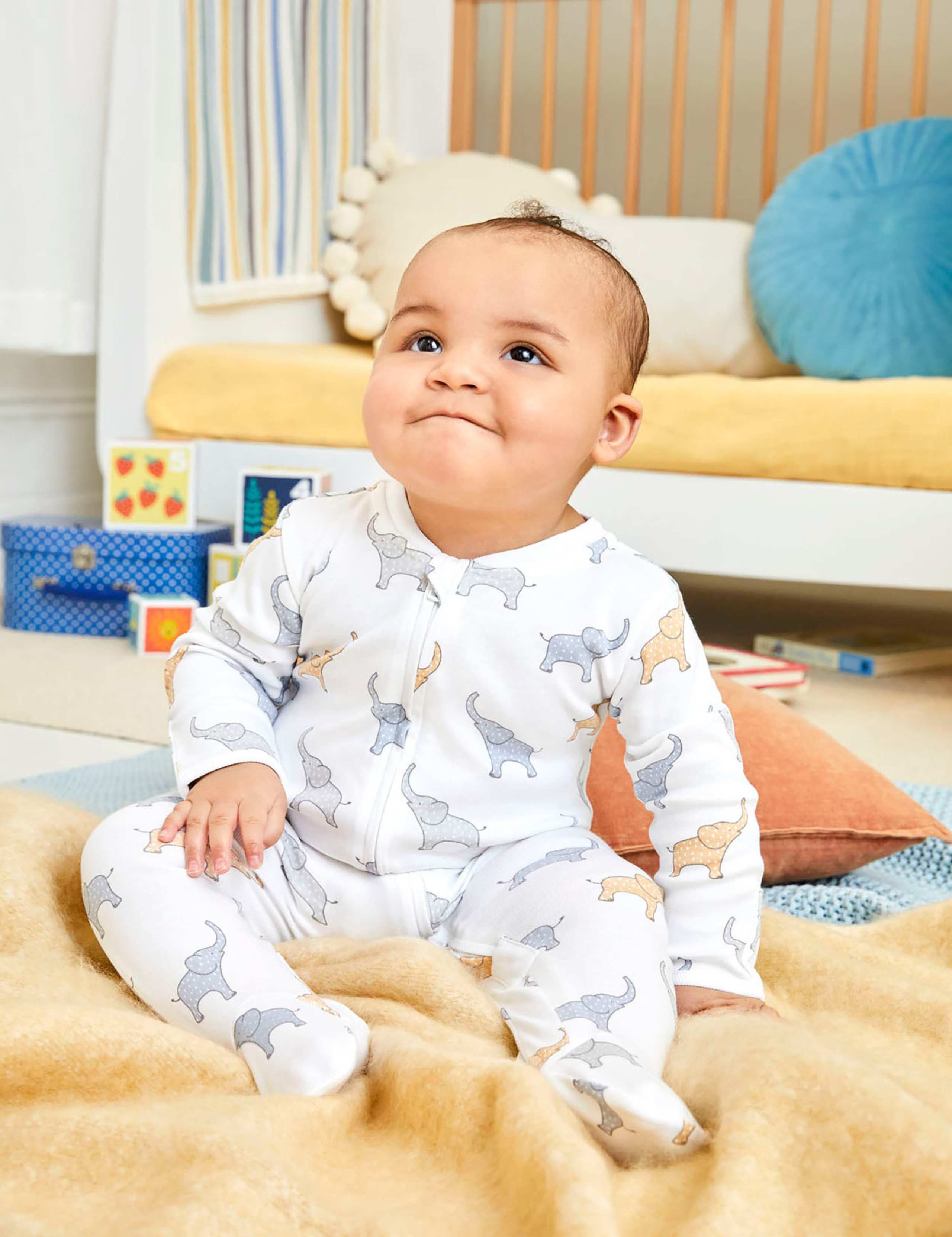 Pure Cotton Elephant Print Sleepsuit (0-18 Mths) 4 of 5