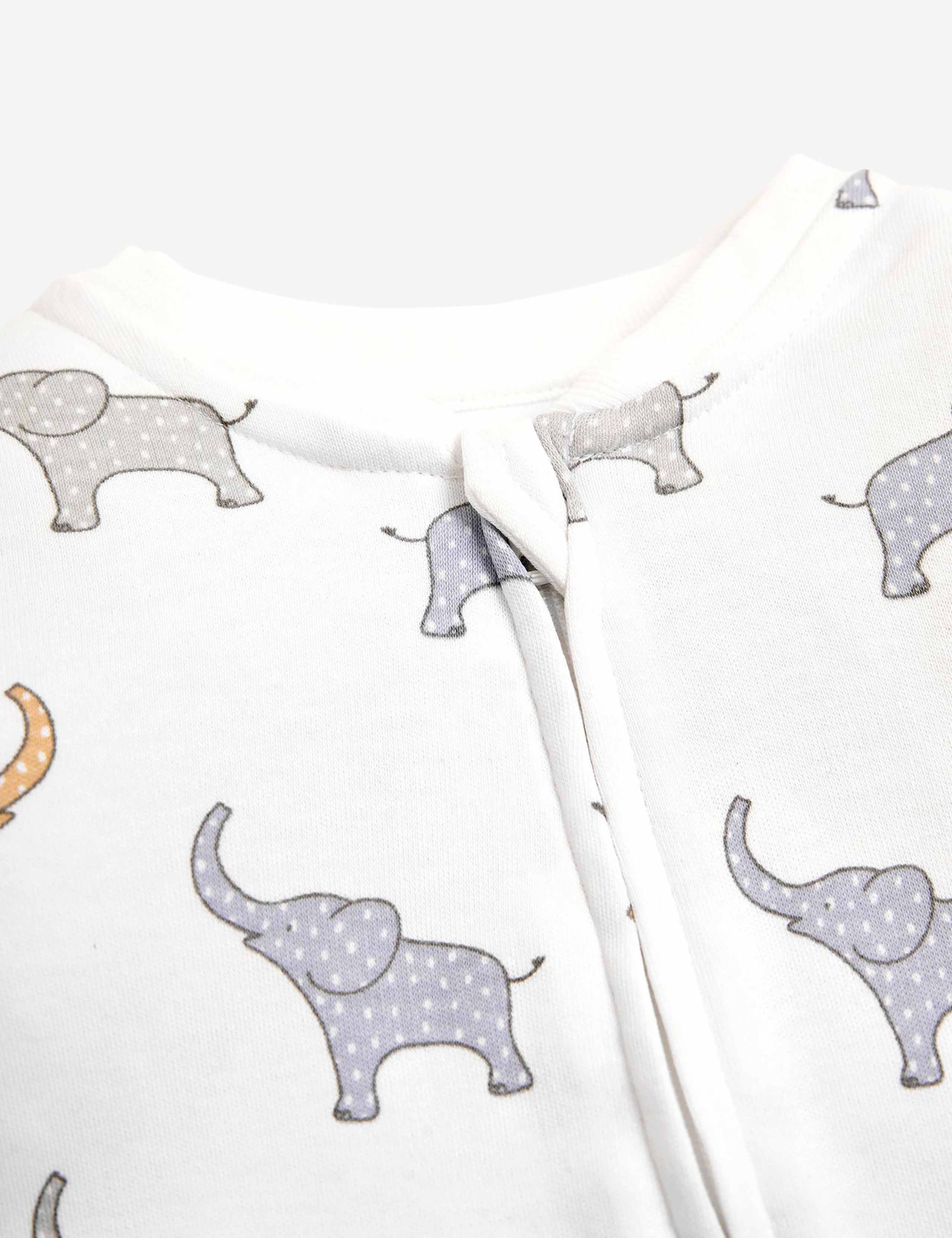 Pure Cotton Elephant Print Sleepsuit (0-18 Mths) 5 of 5