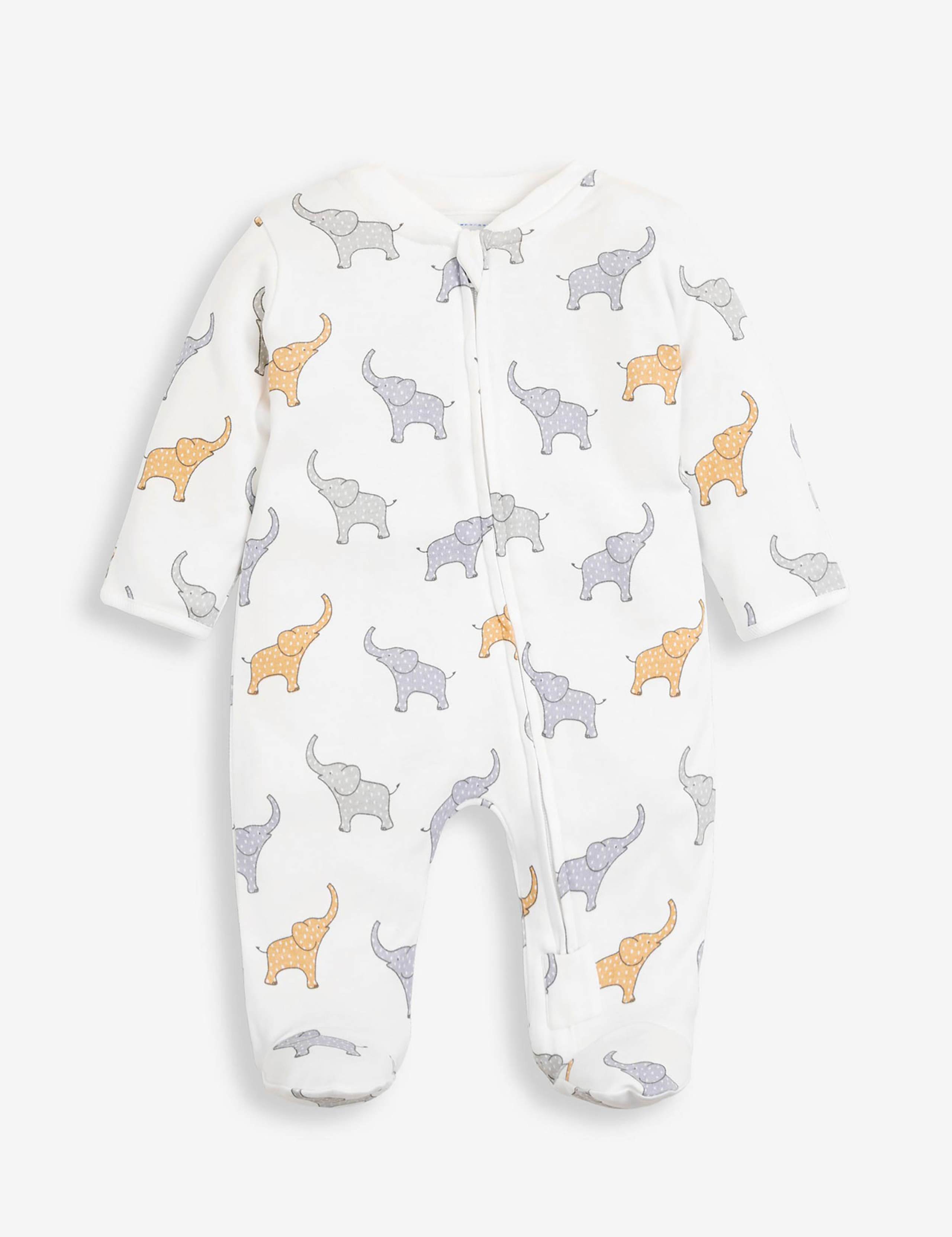 Pure Cotton Elephant Print Sleepsuit (0-18 Mths) 2 of 5