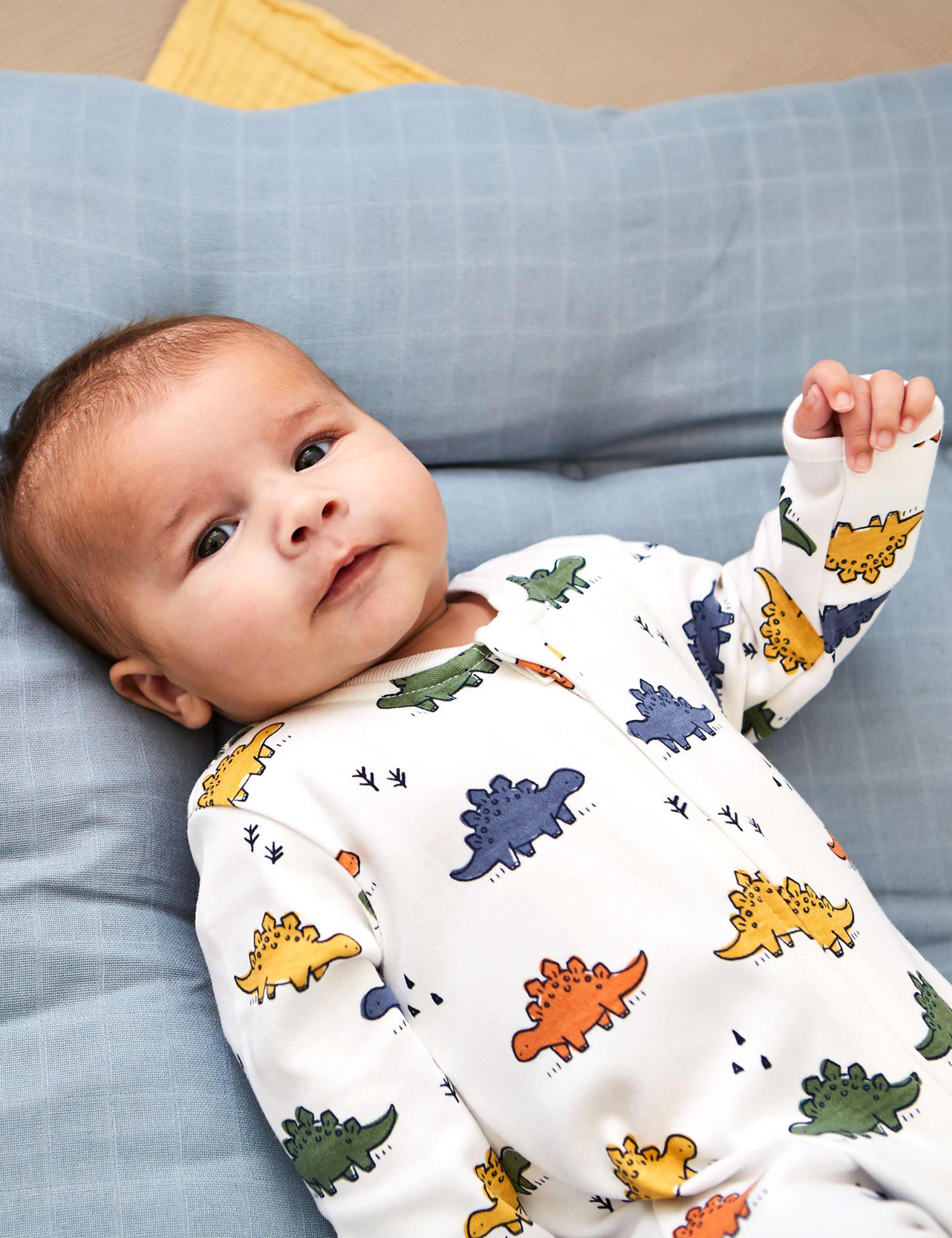 Pure Cotton Dinosaur Print Sleepsuit (0-18 Mths) 3 of 5