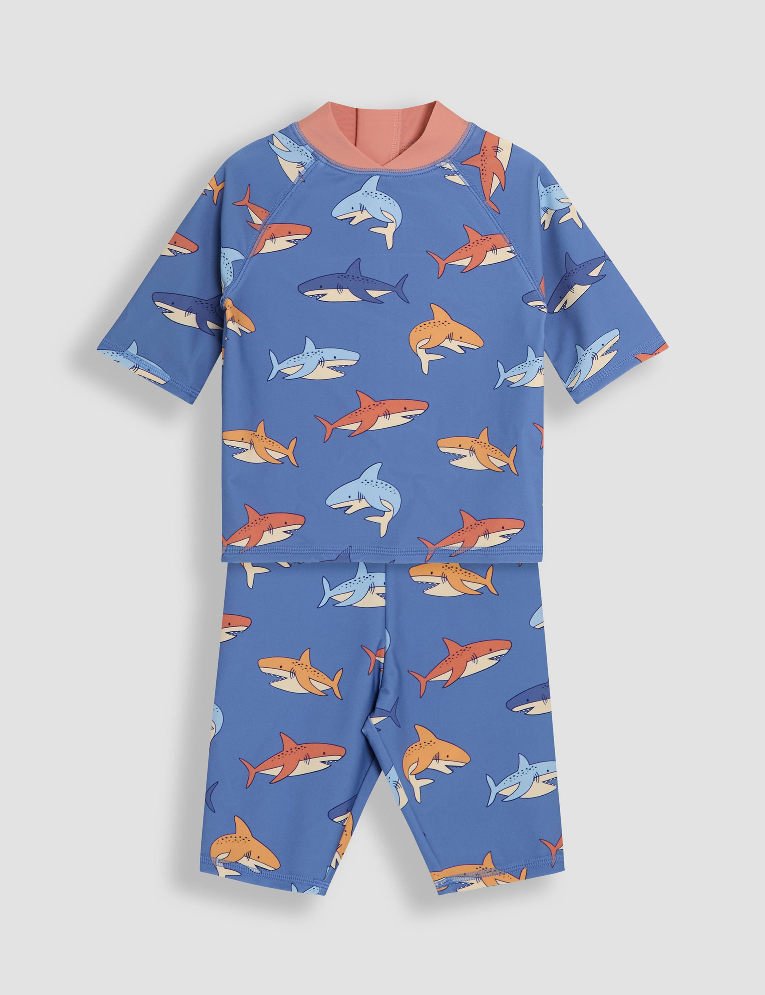 2pc Shark Print Rash Vest Swim Set (6 Mths - 6 Yrs) 1 of 5