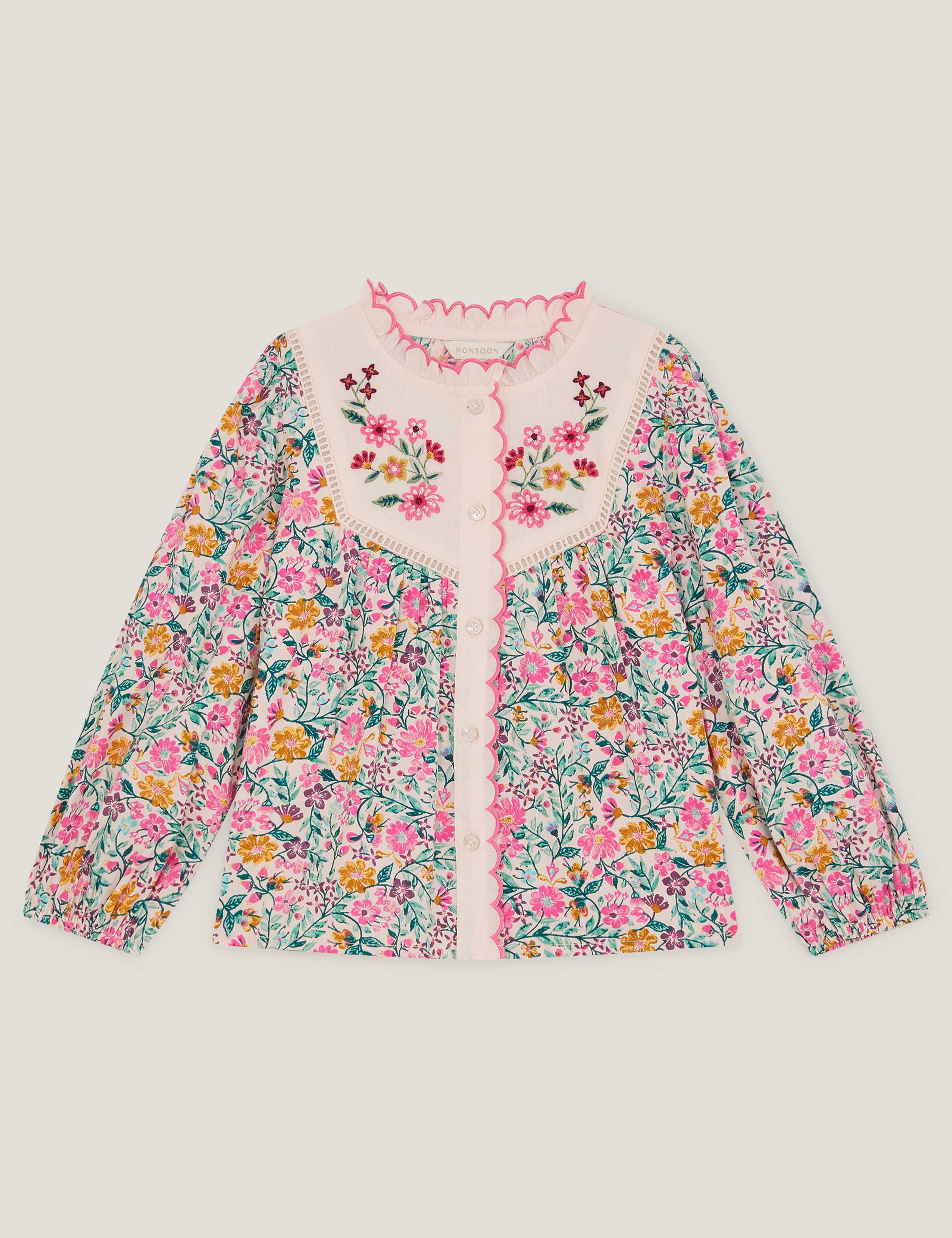 Pure Cotton Floral Scallop Collar Blouse (3-13 Yrs) 2 of 4