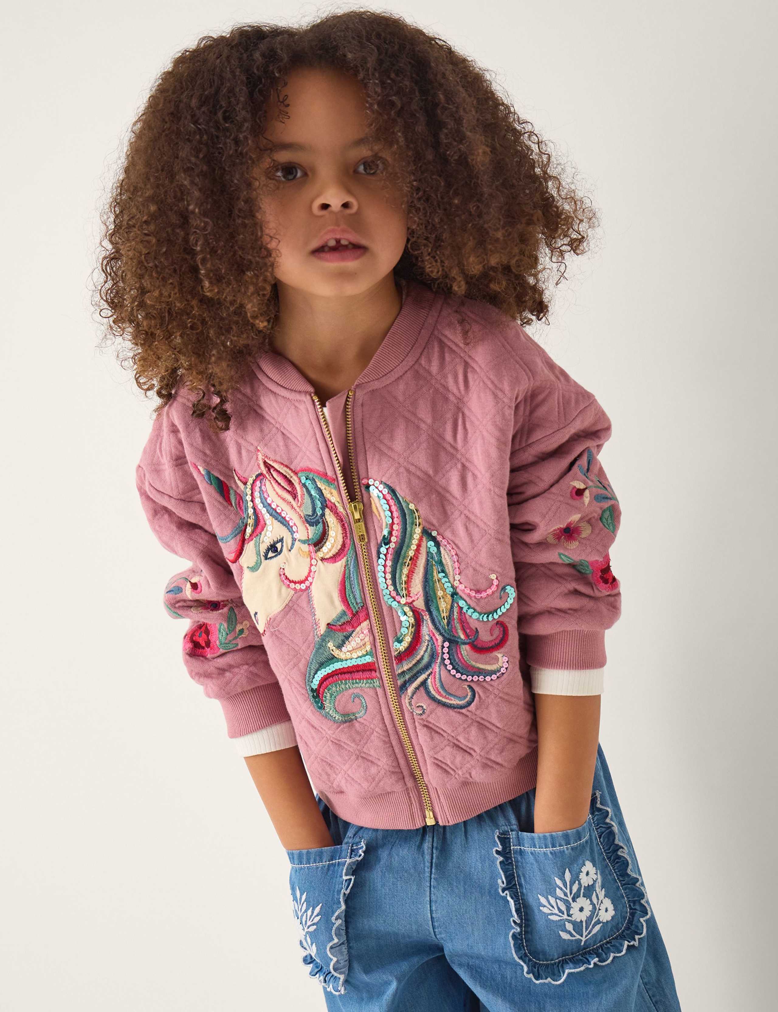 Pure Cotton Unicorn Quilted Bomber Jacket (3-13 Years) 1 of 4