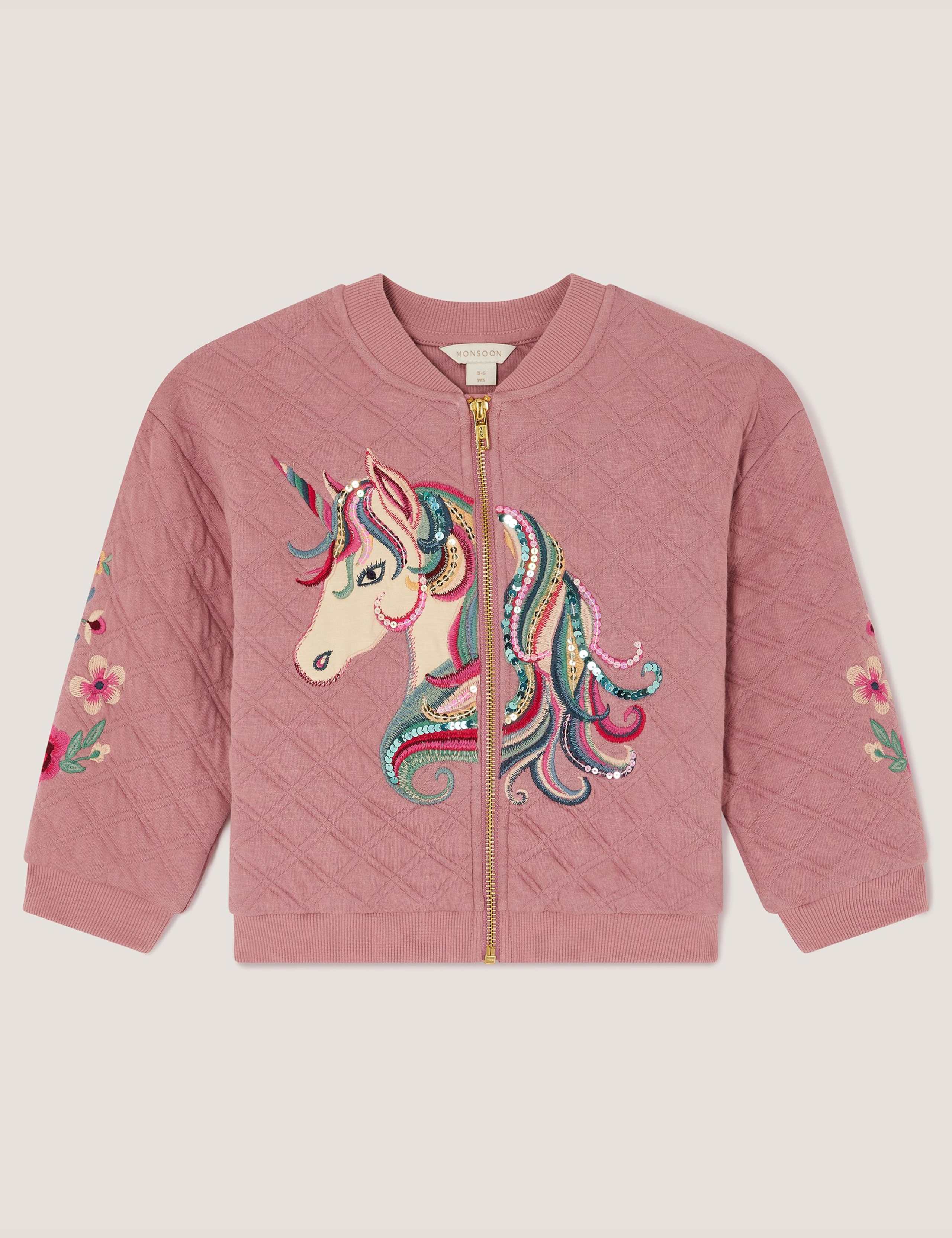 Pure Cotton Unicorn Quilted Bomber Jacket (3-13 Yrs) 2 of 4