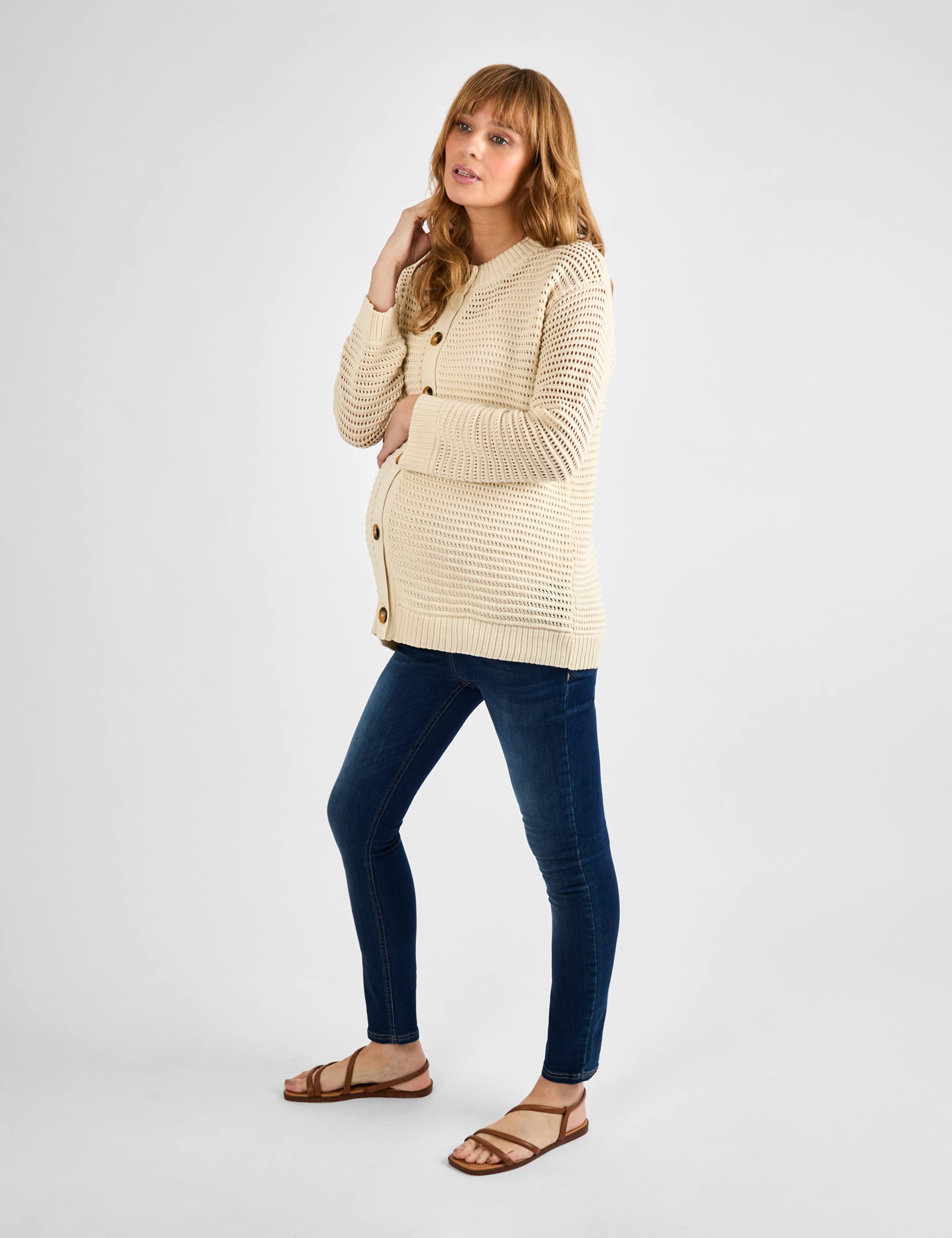 Maternity Cotton Blend Pointelle Cardigan 2 of 4