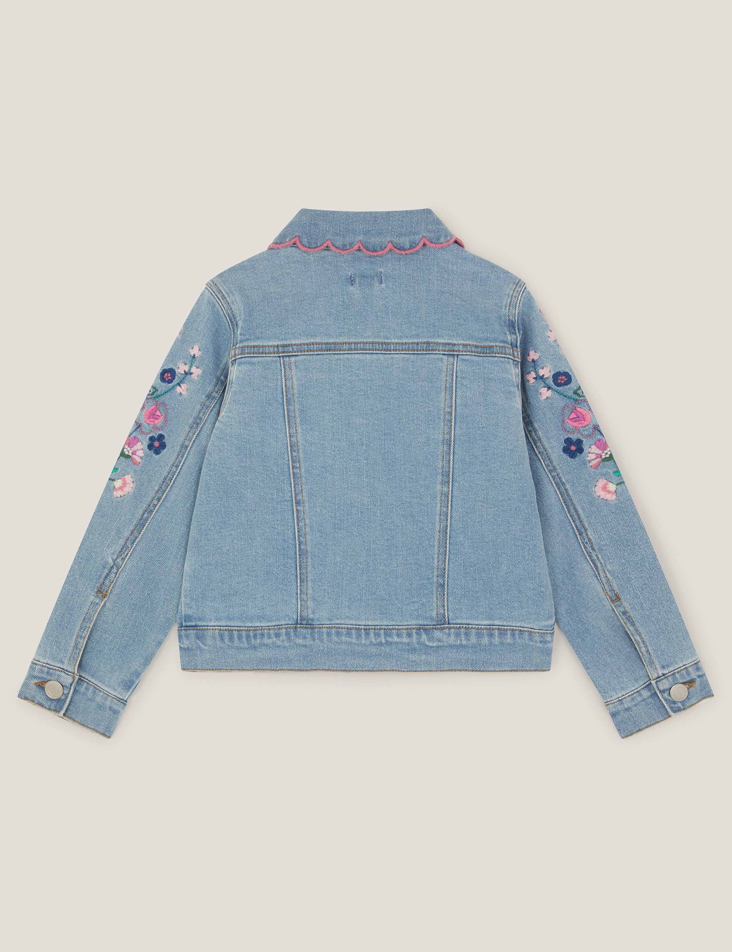 Denim Floral Embroidered Frill Jacket (3-15 Years) 4 of 4