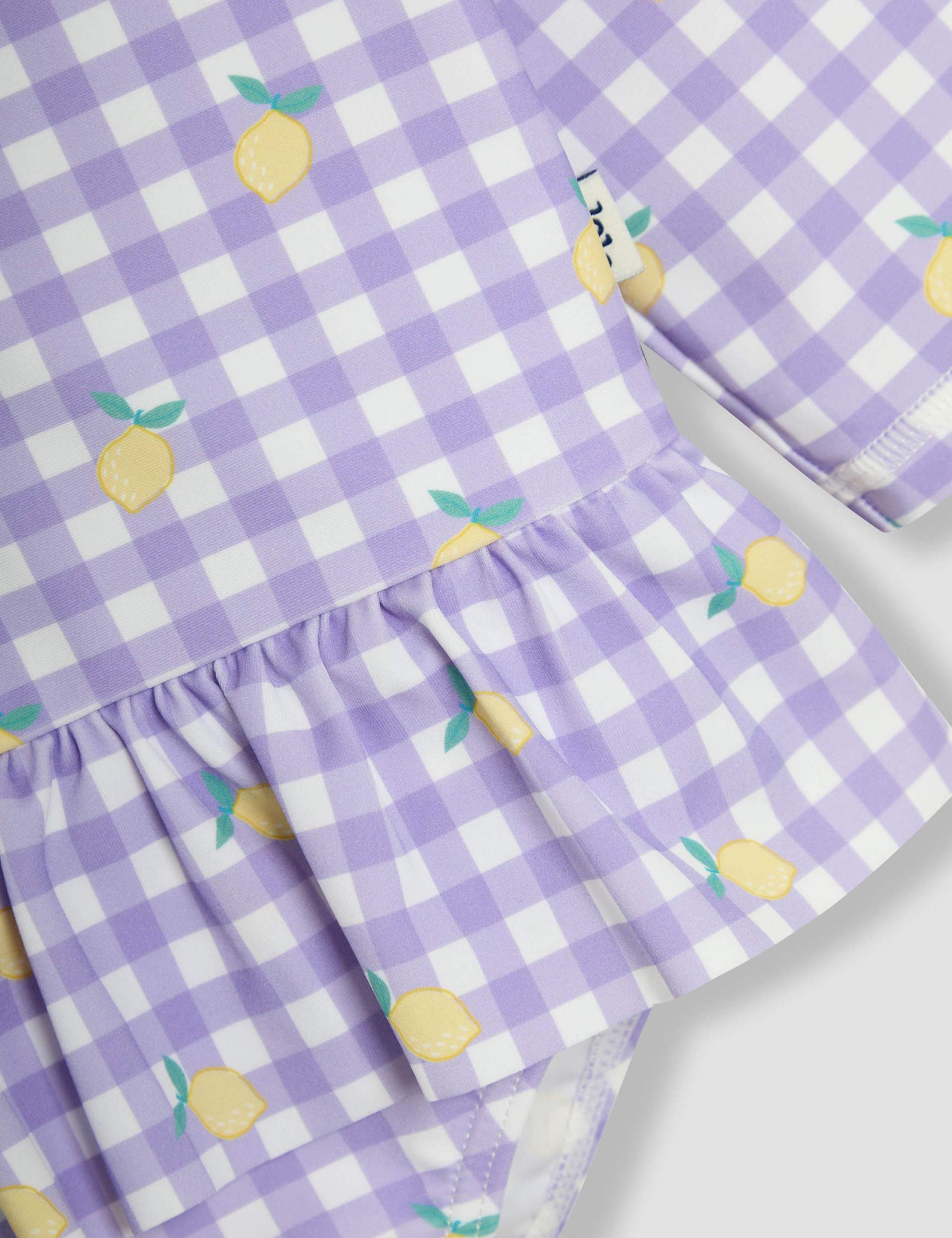 Lemon Gingham Long Sleeve Swimsuit (6 Mths - 6 Yrs) 2 of 3
