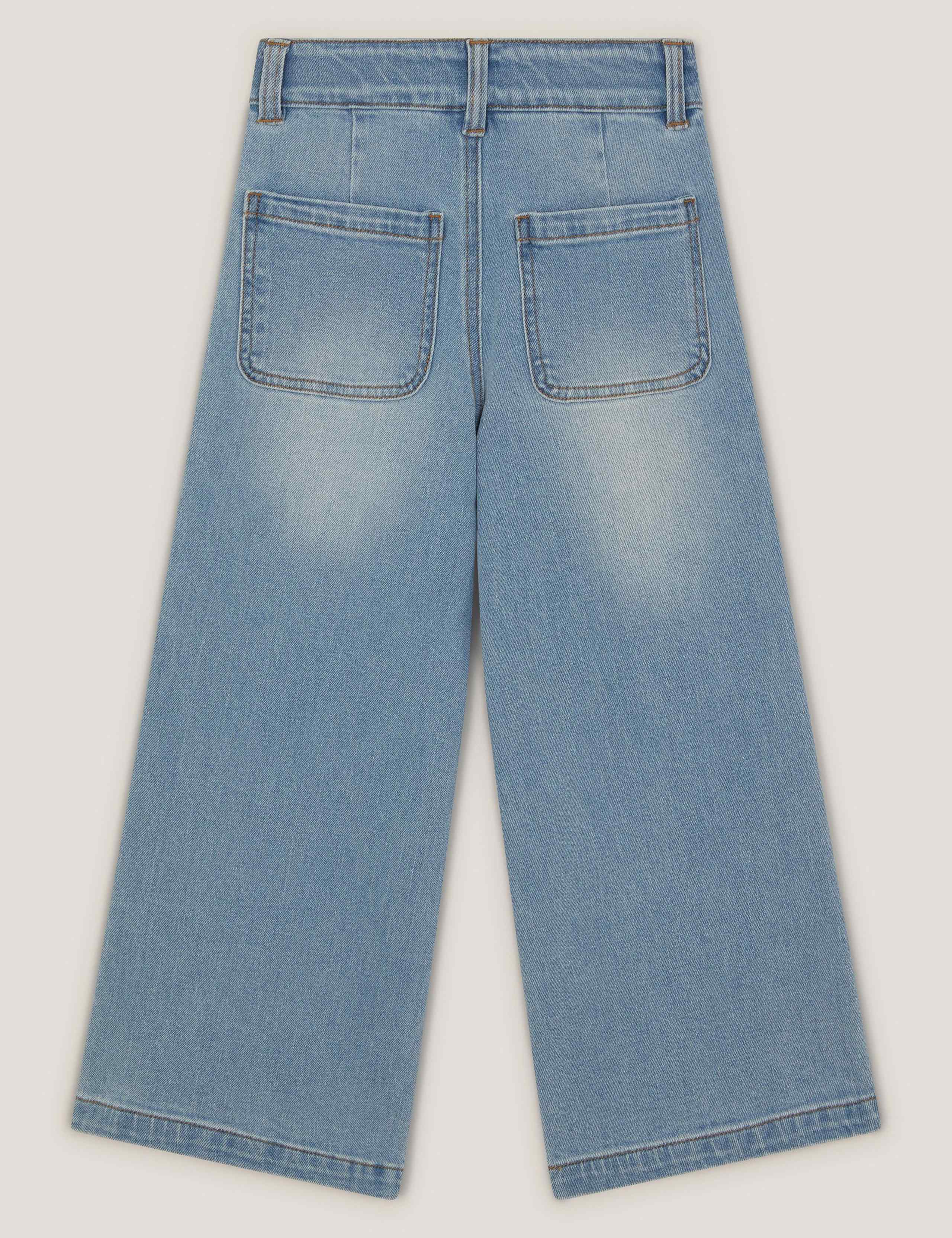 Denim Sequin Floral Embroidery Wide Leg Jeans (3-15 Yrs) 3 of 4