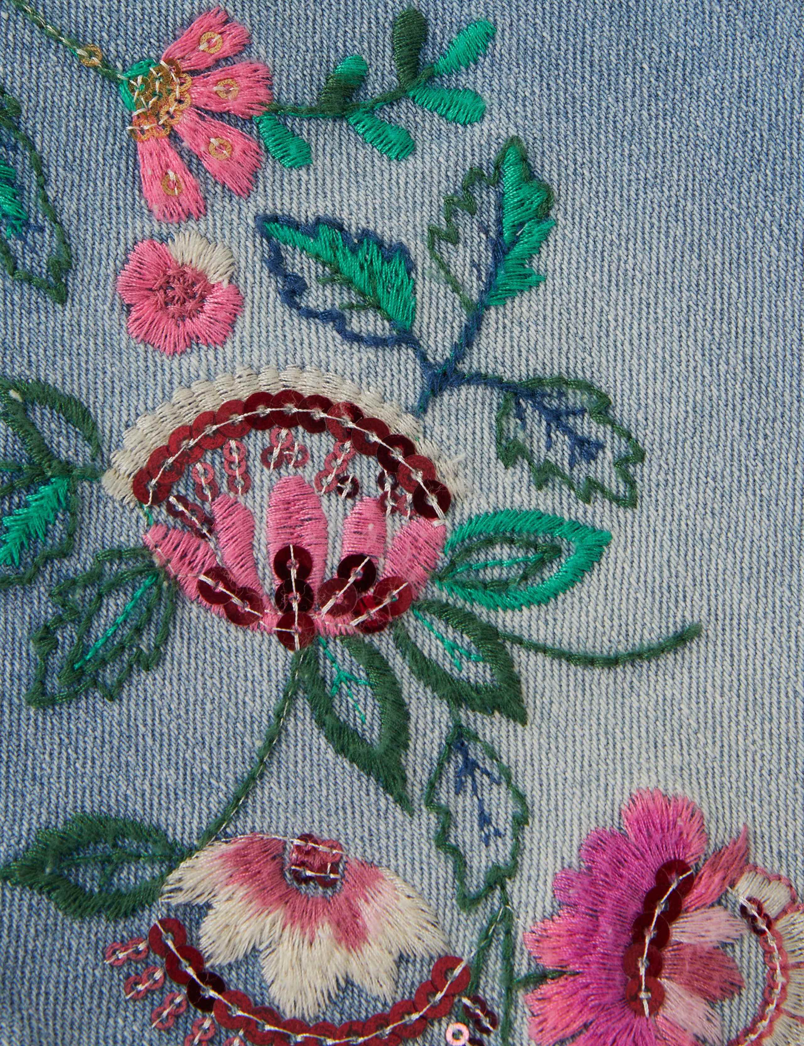 Denim Sequin Floral Embroidery Wide Leg Jeans (3-15 Yrs) 4 of 4