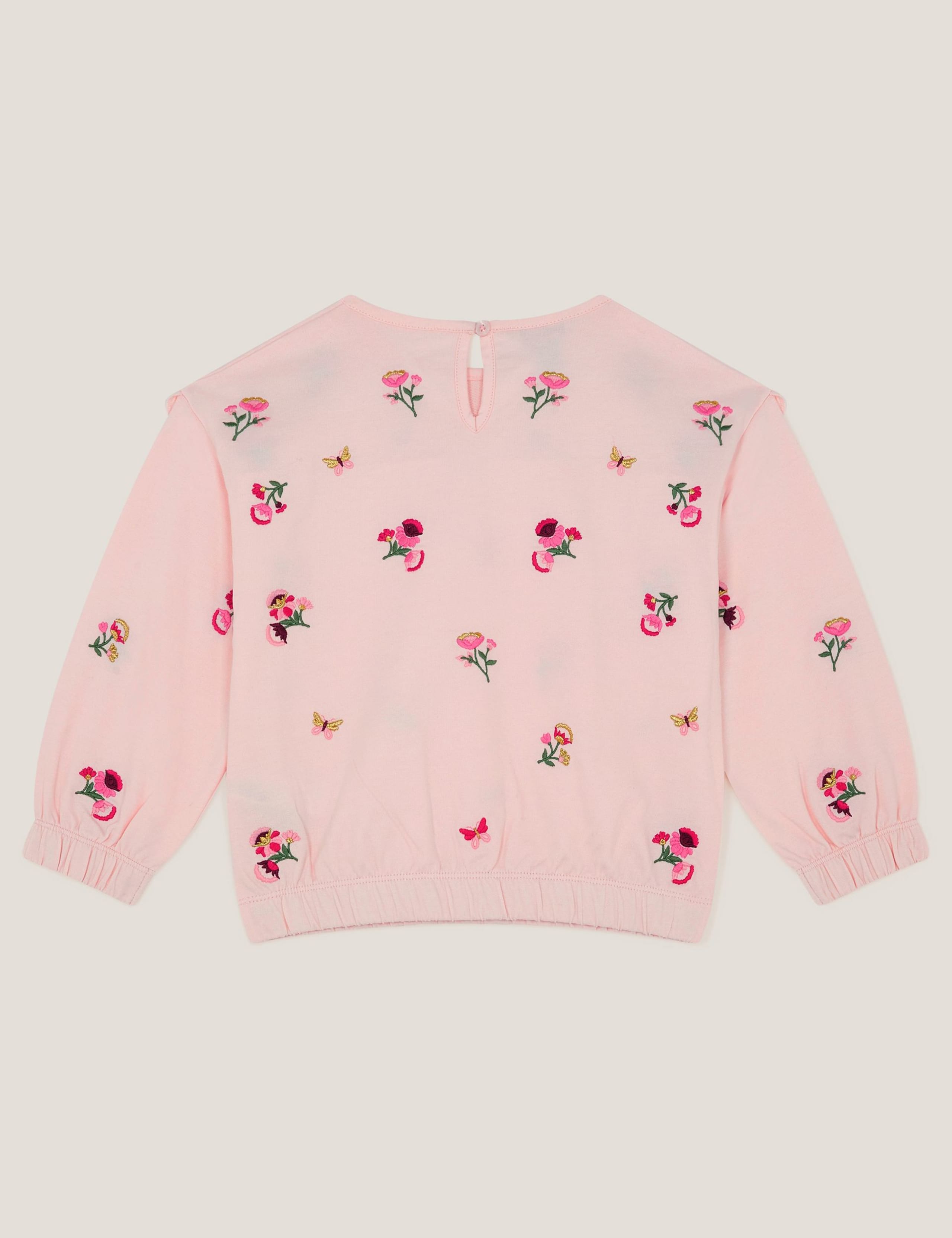 Pure Cotton Floral Broderie Bow Sweatshirt (3-13 Years) 2 of 3