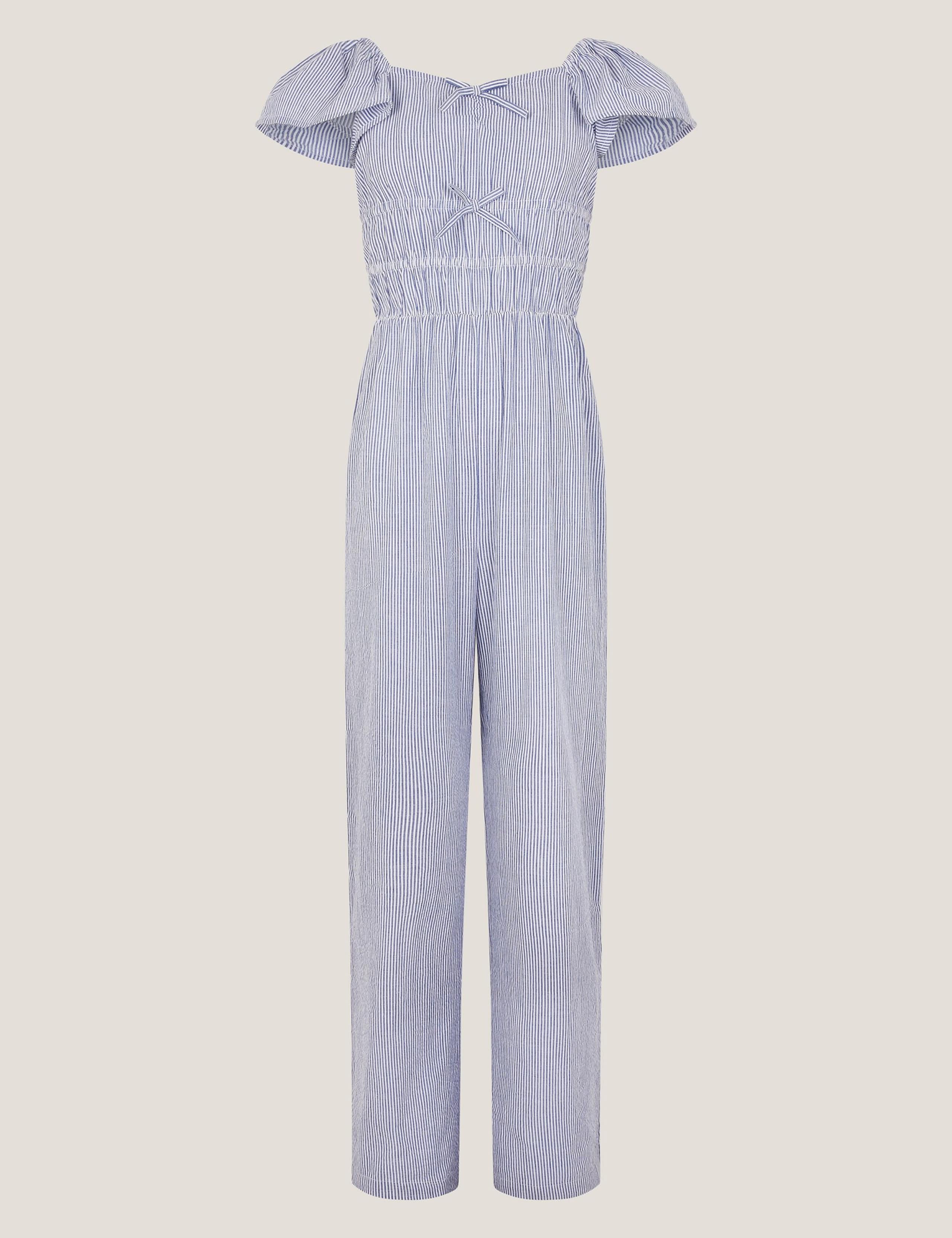 Pure Cotton Striped Jumpsuit (7-15 Yrs) 1 of 3