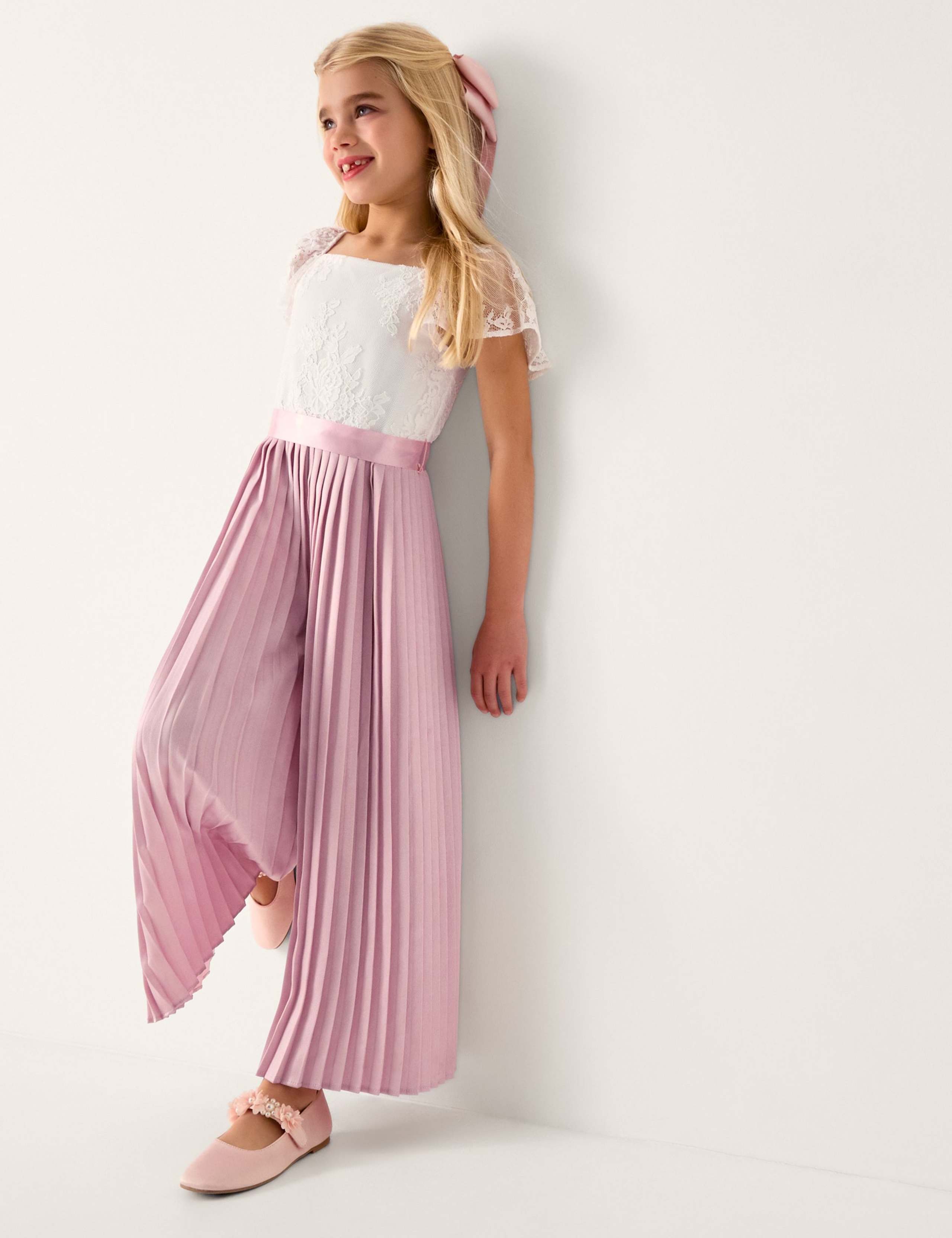 Lace Pleated Jumpsuit (3-13 Yrs) 1 of 4