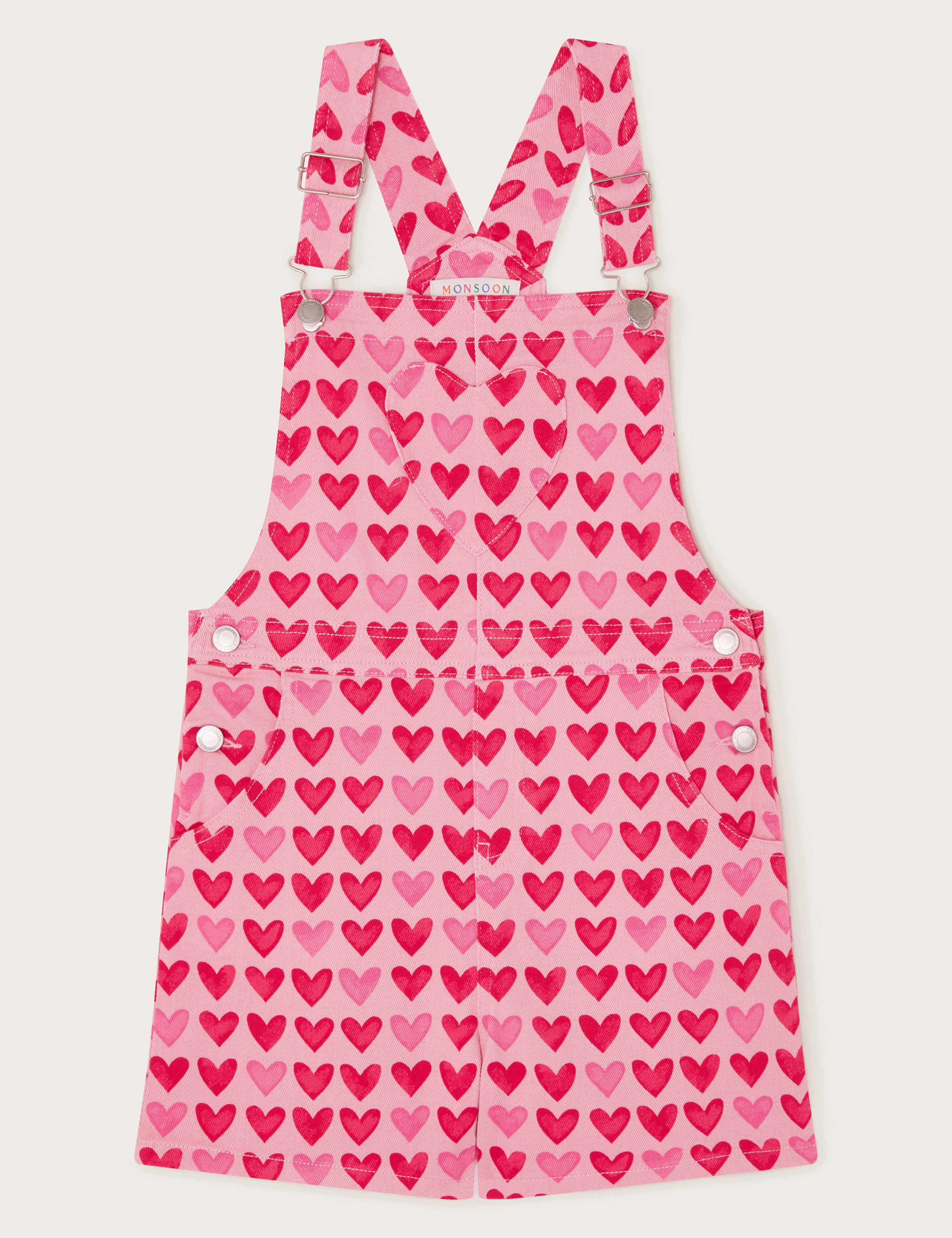 Cotton Rich Heart Print Dungarees (3-13 Yrs) 1 of 3