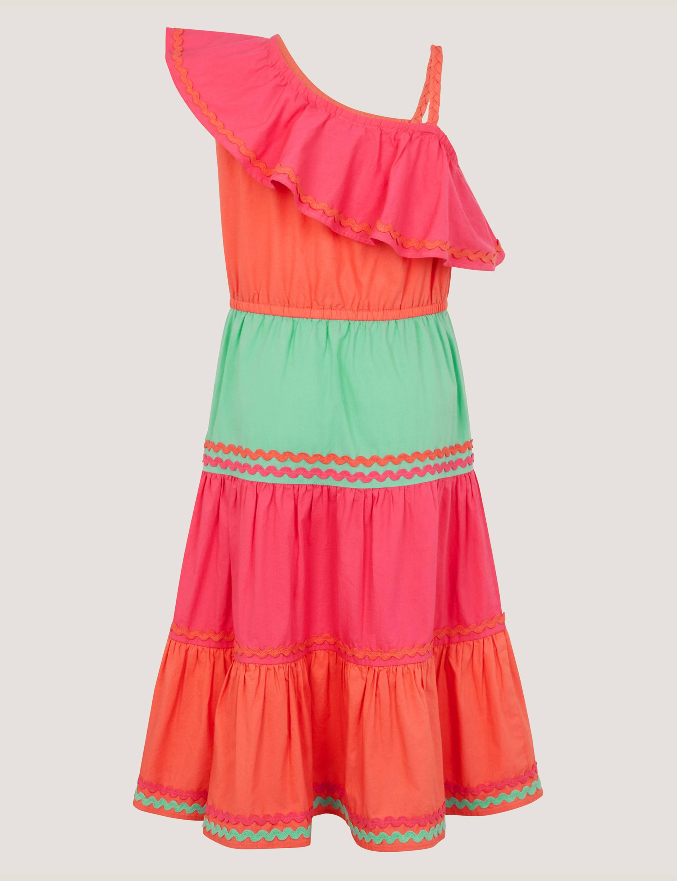 Pure Cotton Colour Block Tiered Dress (3-13 Yrs) 2 of 3