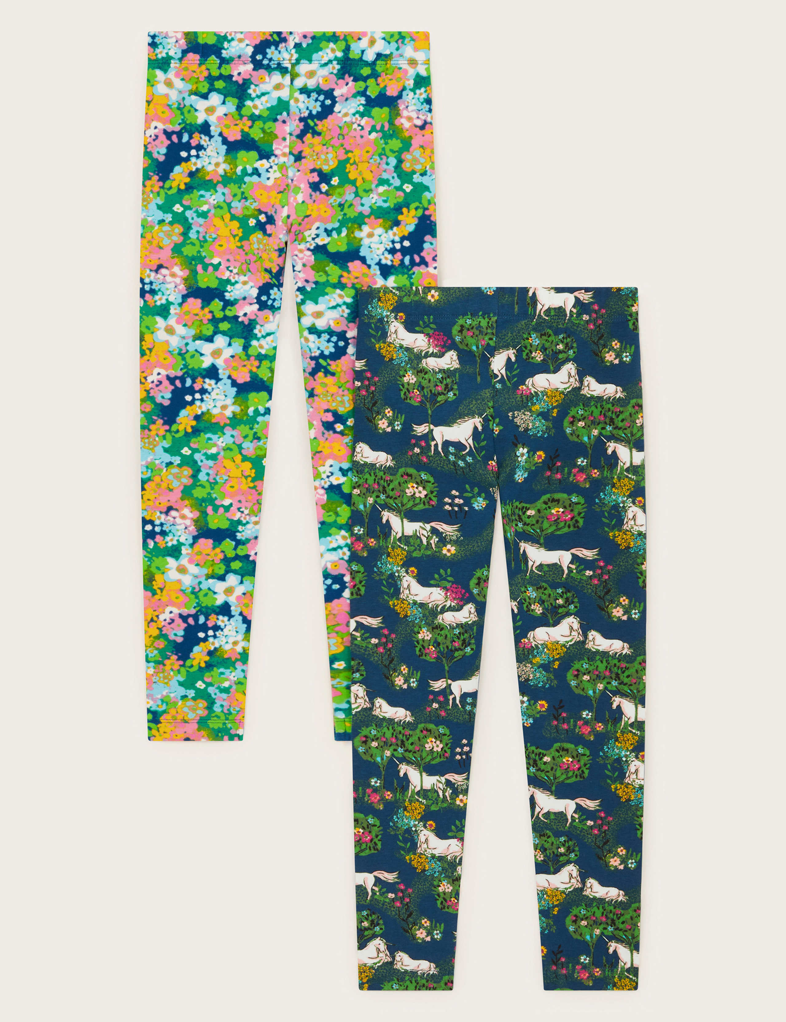 2pk Cotton Rich Unicorn Floral Leggings (3-13 Yrs) 4 of 4